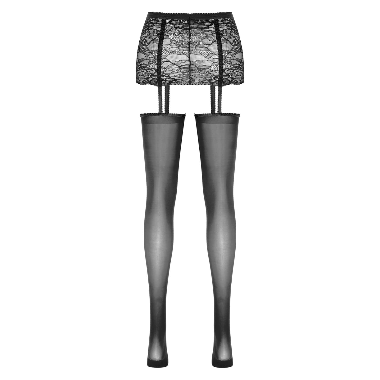Sexy Shiny Glossy Suspender Thigh High Stockings for Women - Sheer Pantyhose & Cutout Leggings - Perfect for Date Night, Cosplay, and Lingerie Fashion