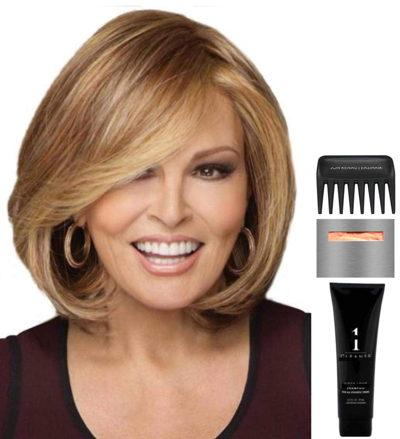 Raquel Welch Upstage Wig Bundle - 5 Piece Set with Christy's Wigs Q&A Booklet, Wig Shampoo, Wig Cap & Wide Tooth Comb (Color RL4_6) | Perfect for Cosplay, Costume Parties & Everyday Hair Styling