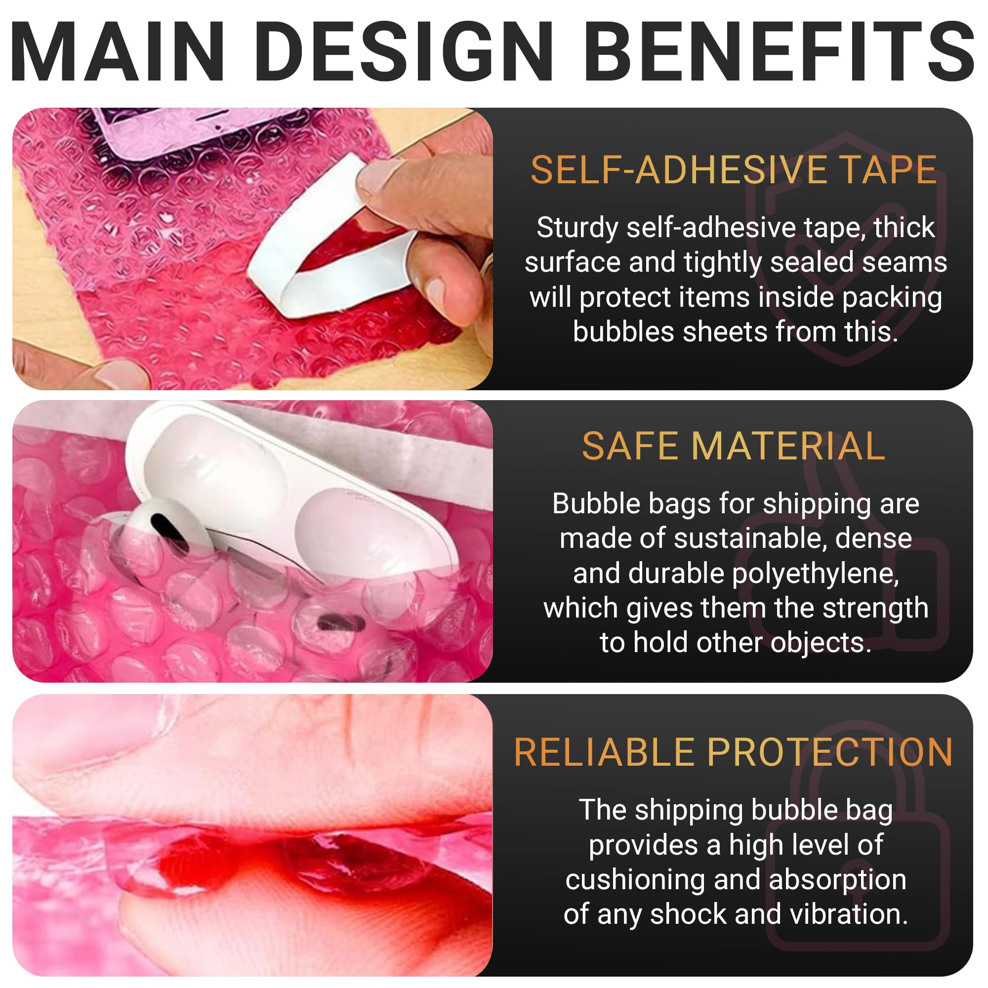 APQ Anti-Static Bubble Mailers 24x24 Inch - 40 Pack Pink Self-Seal Bubble Pouches | Waterproof PE Static Shield Bags for Electronics, Jewelry & Fragile Items | Double Layer Cushioning for Shipping, Storage & Gift Wrapping