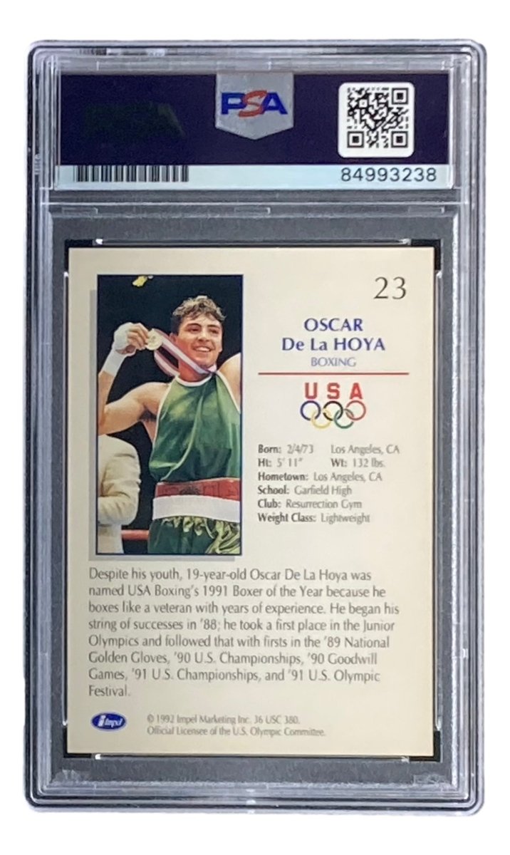 Oscar De La Renta Signed 1992 Impel Olympicards #23 Rookie Card PSA/DNA Gem Mint 10 - Authentic Autographed Collectible for Sports Memorabilia & Boxing Fans