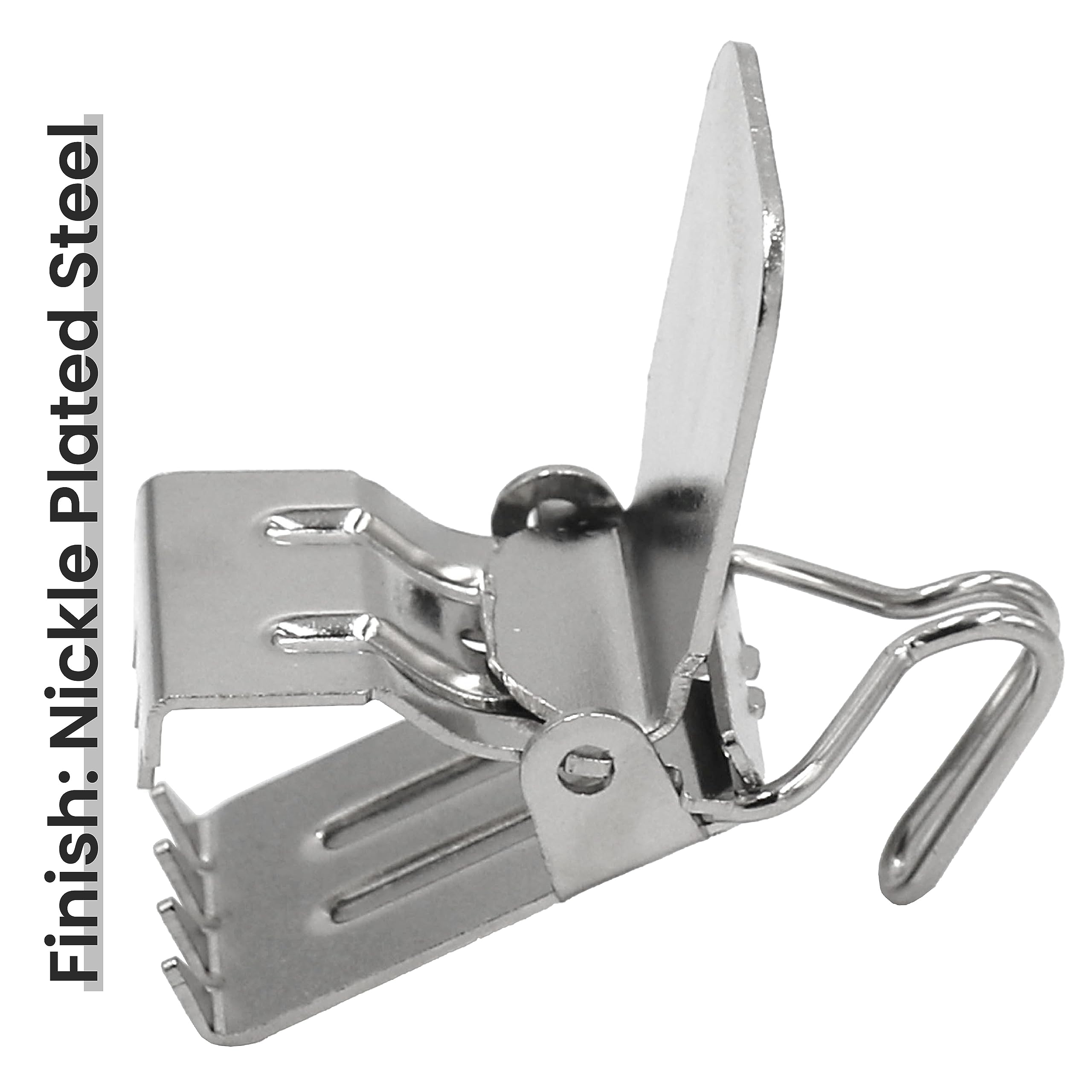 Durable Alligator Rug Clips for Hanging Rugs, Shawls, Leather Hides & Quilts - Silver J Hook Clamps (50 Pack) Fits 3/8