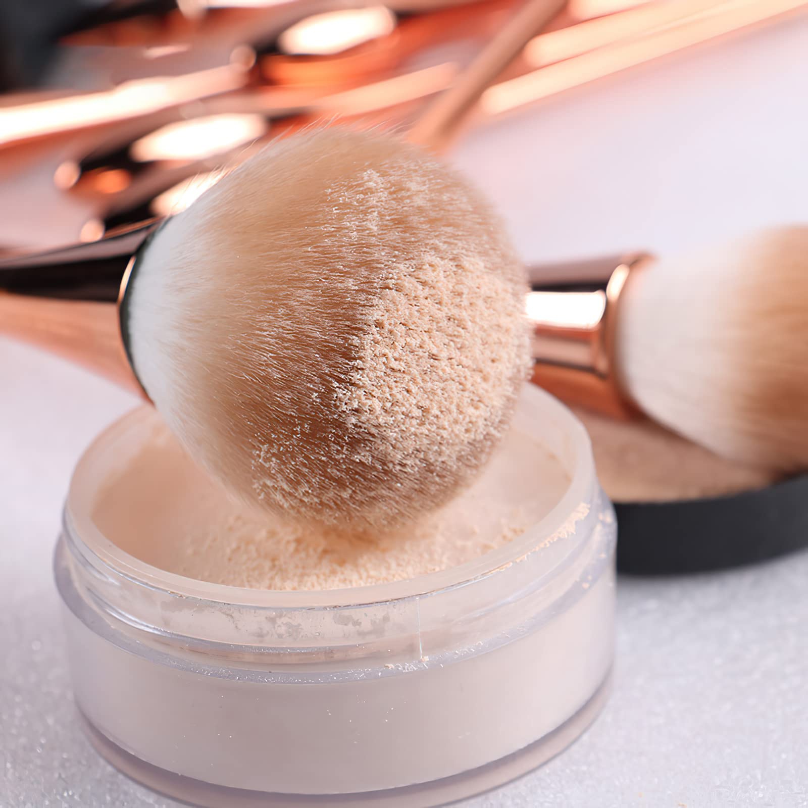 Large Vegan Powder Brush for Blush & Bronzer - Fluffy Synthetic Makeup Brush for Full Coverage