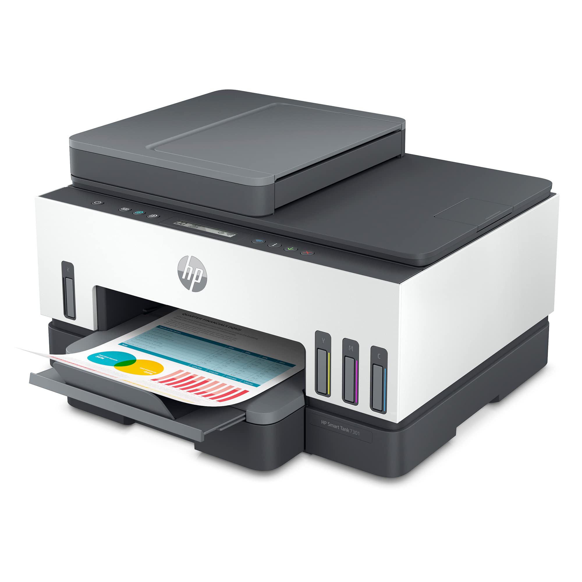 HP Smart-Tank 7301 Wireless All-in-One Inkjet Printer with 2 Years of Ink Supply - Mobile Printing, Scanning, Copying, Auto Document Feeder (28B70A, Gray) - Ideal for Home Office, Small Business & Remote Work