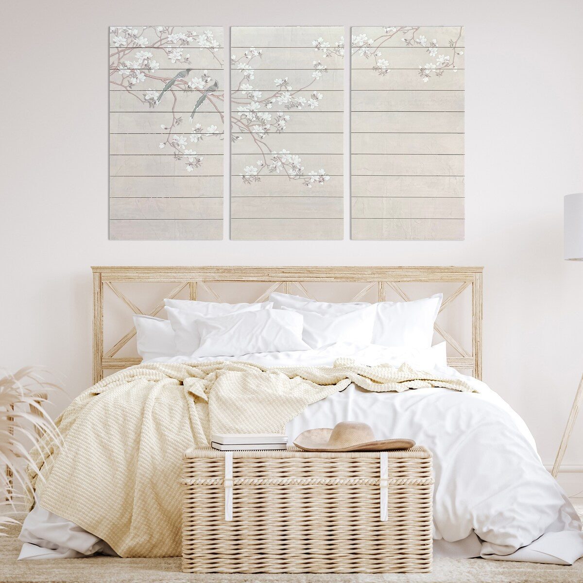 Birds and Blossoms 3-Piece Wood Wall Art Set - Hand-Painted Plank Decor for Living Room, Bedroom & Office - Nature-Inspired Home Decor