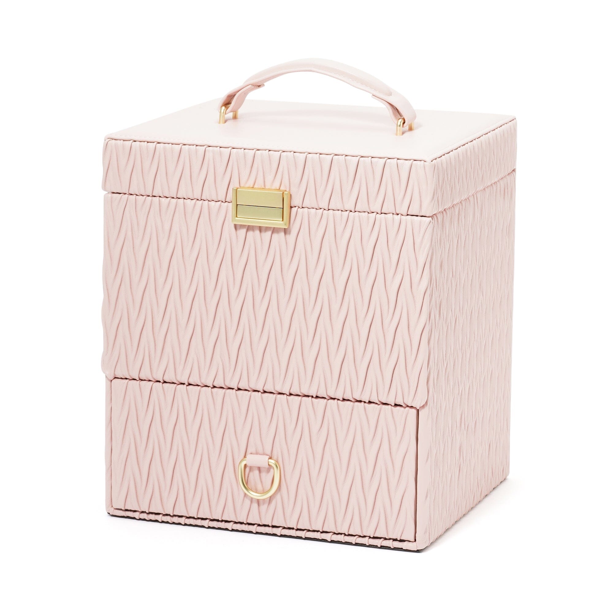 Pink Embossed Cosmetic Box - Elegant Makeup Storage for Travel, Home & Gift Giving | Durable & Stylish Beauty Organizer