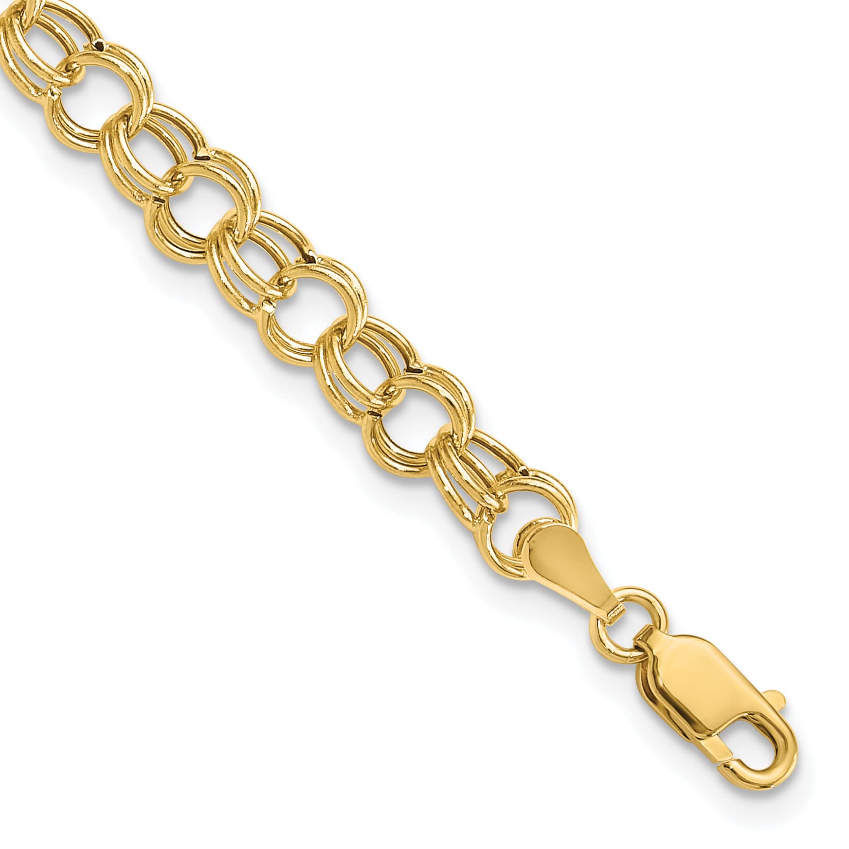 10k Yellow Gold Hollow Double Link Charm Bracelet & Anklet - 7