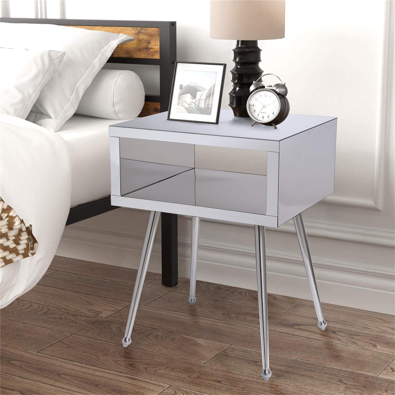 White Side Table - Modern Nightstand & End Table for Living Room, Bedroom - Small Space Accent Table for Home Decor, Apartment, Dorm | Perfect for Bedside Storage, Coffee Table Alternative, Compact Furniture Solution