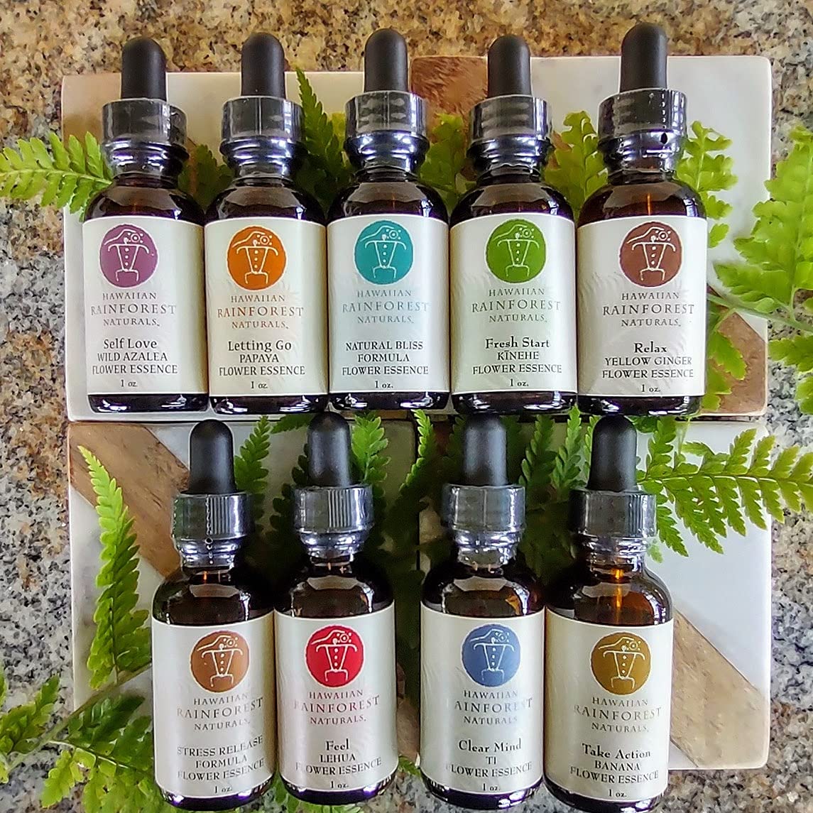 Hawaiian Flower Essences Kit - Full Set of 9 Bottles for Emotional Balance & Wellness | Perfect for Aromatherapy, Meditation & Stress Relief