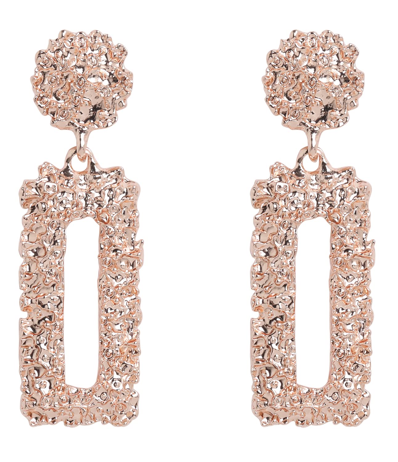Gold Rectangle Geometric Drop Earrings for Women - Fashion Statement Dangle Earrings for Party, Prom, Wedding & Special Occasions