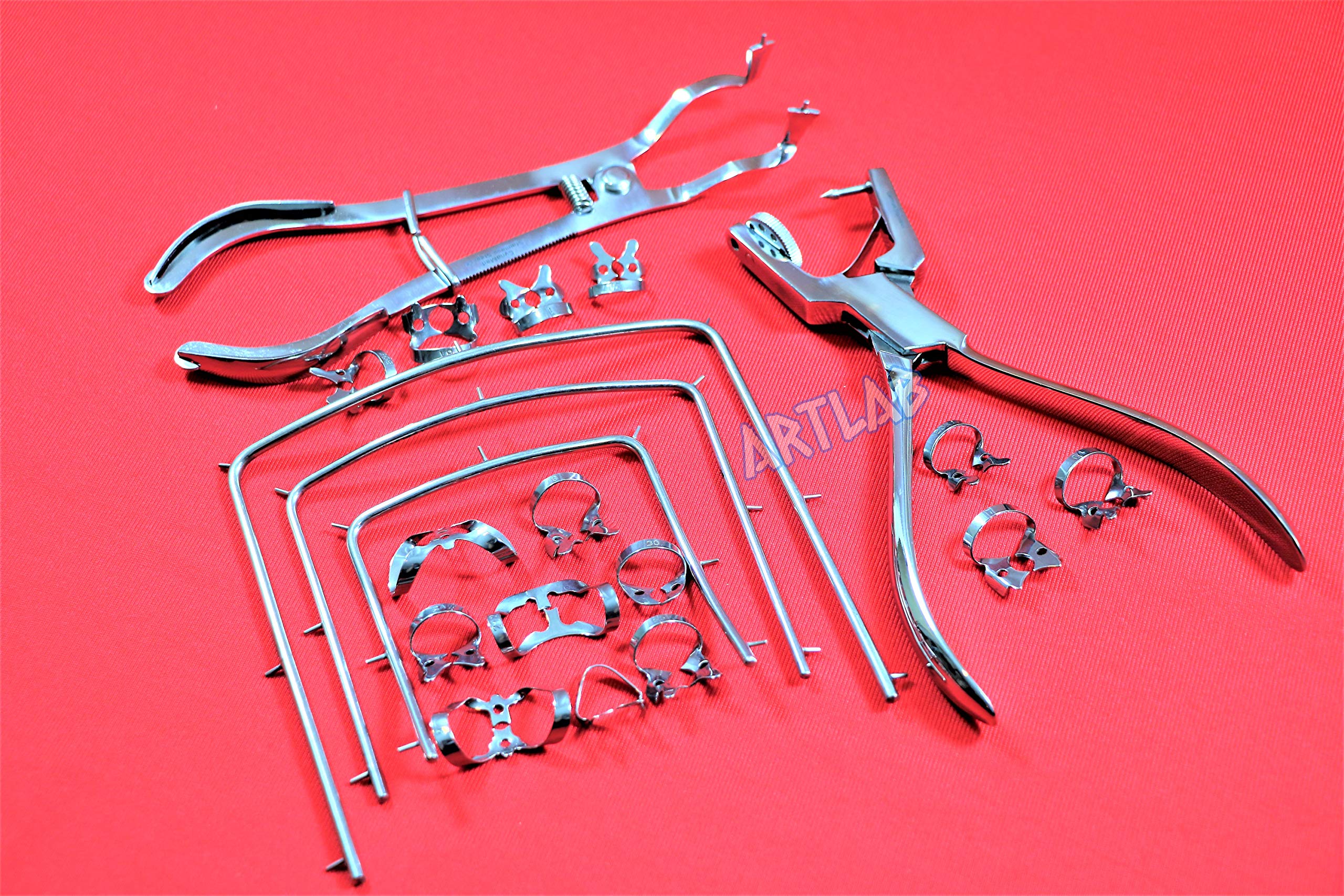 20pcs Dental Clamp Kit - Stainless Steel Rubber Dam Clamps, Frames & Tools for Dentists