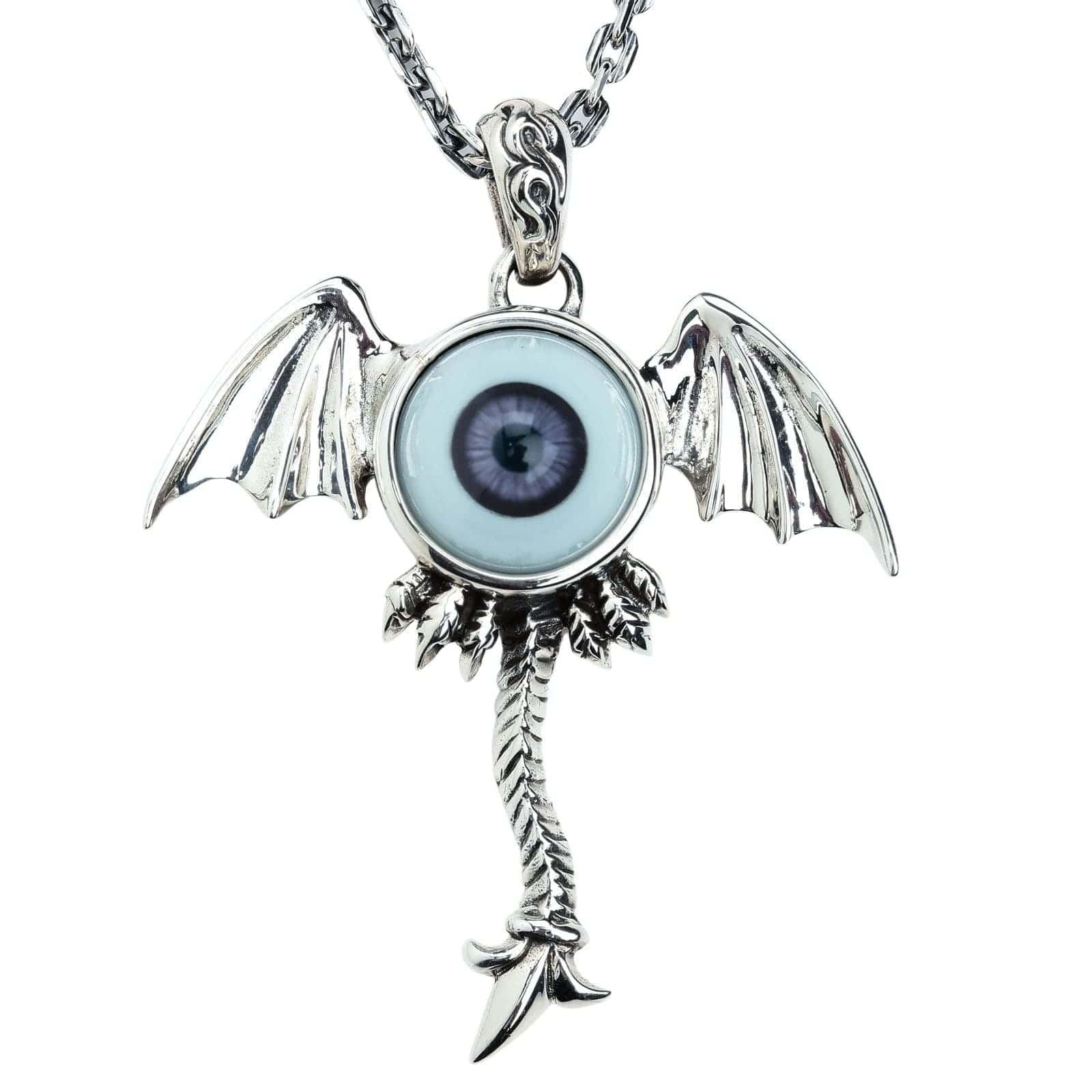 925 Sterling Silver Purple Evil Eye Gothic Wings Pendant Necklace for Women - Protection Jewelry for Spiritual Healing & Boho Fashion