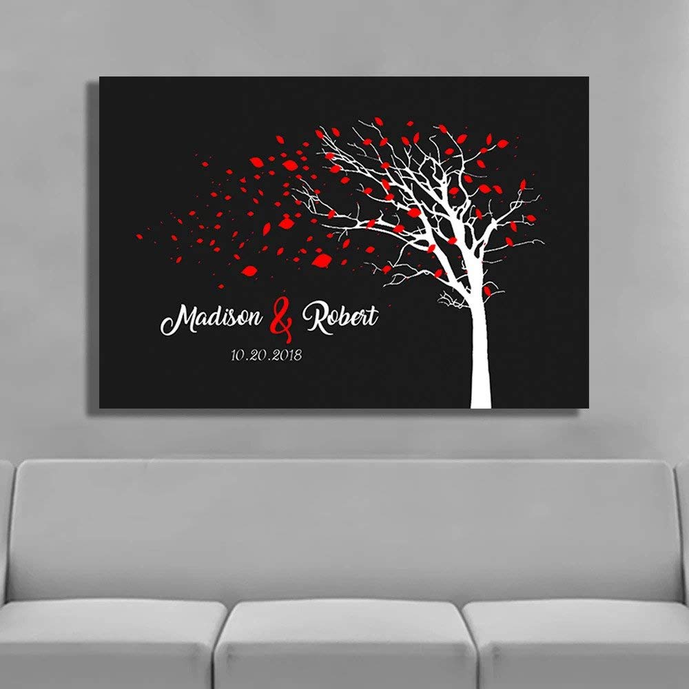 Custom Couple Canvas Wall Art - Personalized Anniversary & Valentine's Day Gift with Names & Date (36