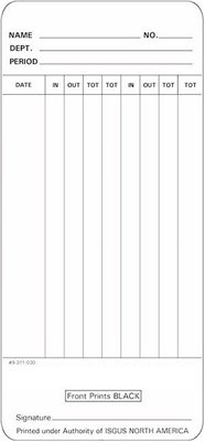 ISGUS TCS Time Cards (1000 Count) - 4.15625 x 9.00 Inches - Form 9-371-030 - Perfect for Employee Time Tracking & Payroll Management in Offices, Factories & Small Businesses