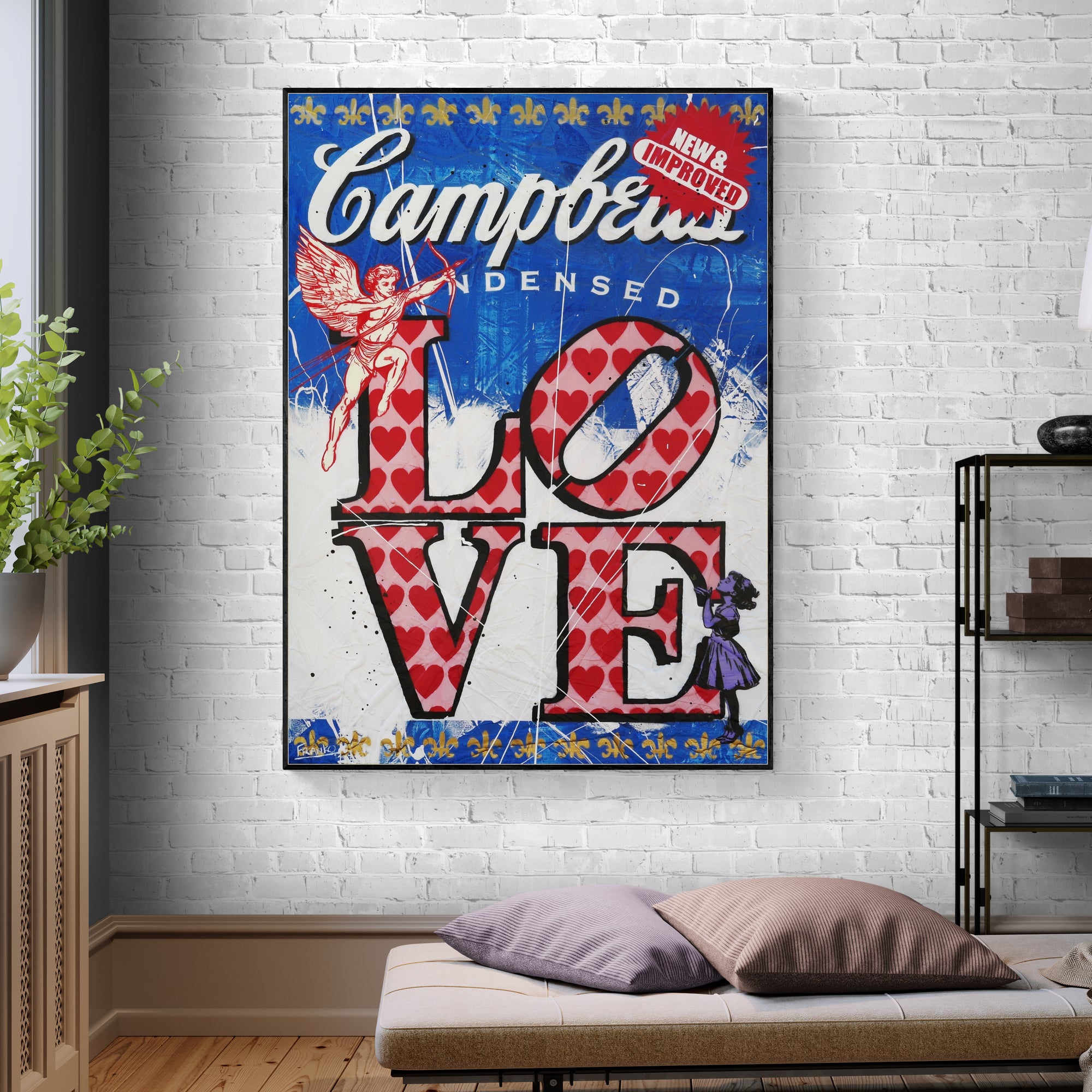 140cm x 100cm Campbell's Soup Textured Urban Pop Art Painting - Modern Home Decor for Living Room, Bedroom & Office - Inspired by Andy Warhol Style