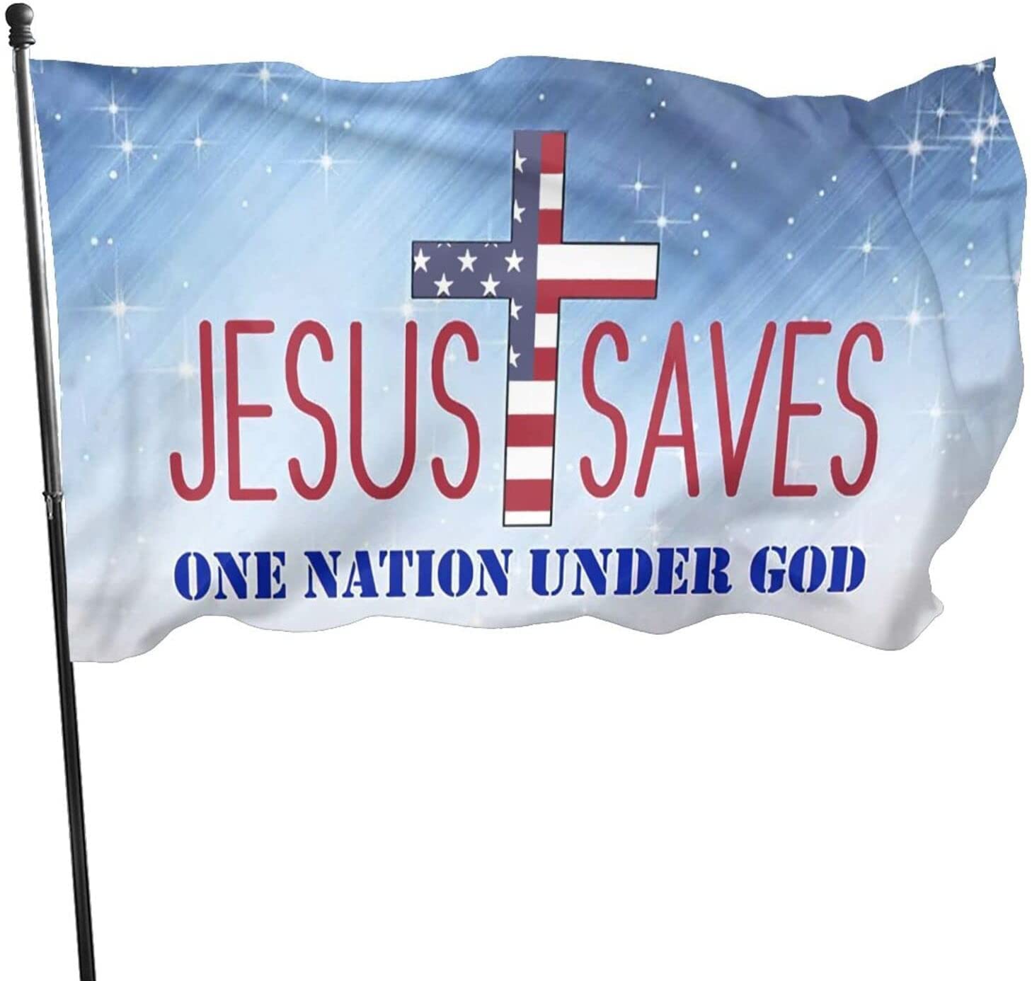 Jesus Saves One Nation Under God Flag - Durable Outdoor/Indoor Garden & Home Decor - Perfect for Patio, Yard, Church & Wall Display