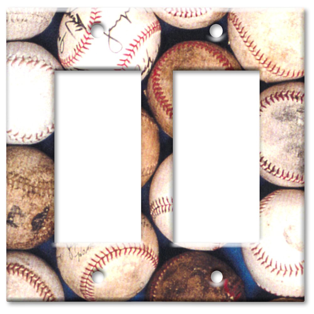 Vintage Baseball Metal Wall Plate - Double Gang Decora Cover for Home & Office Decor | Perfect for Sports Themed Rooms, Man Caves, and Game Rooms