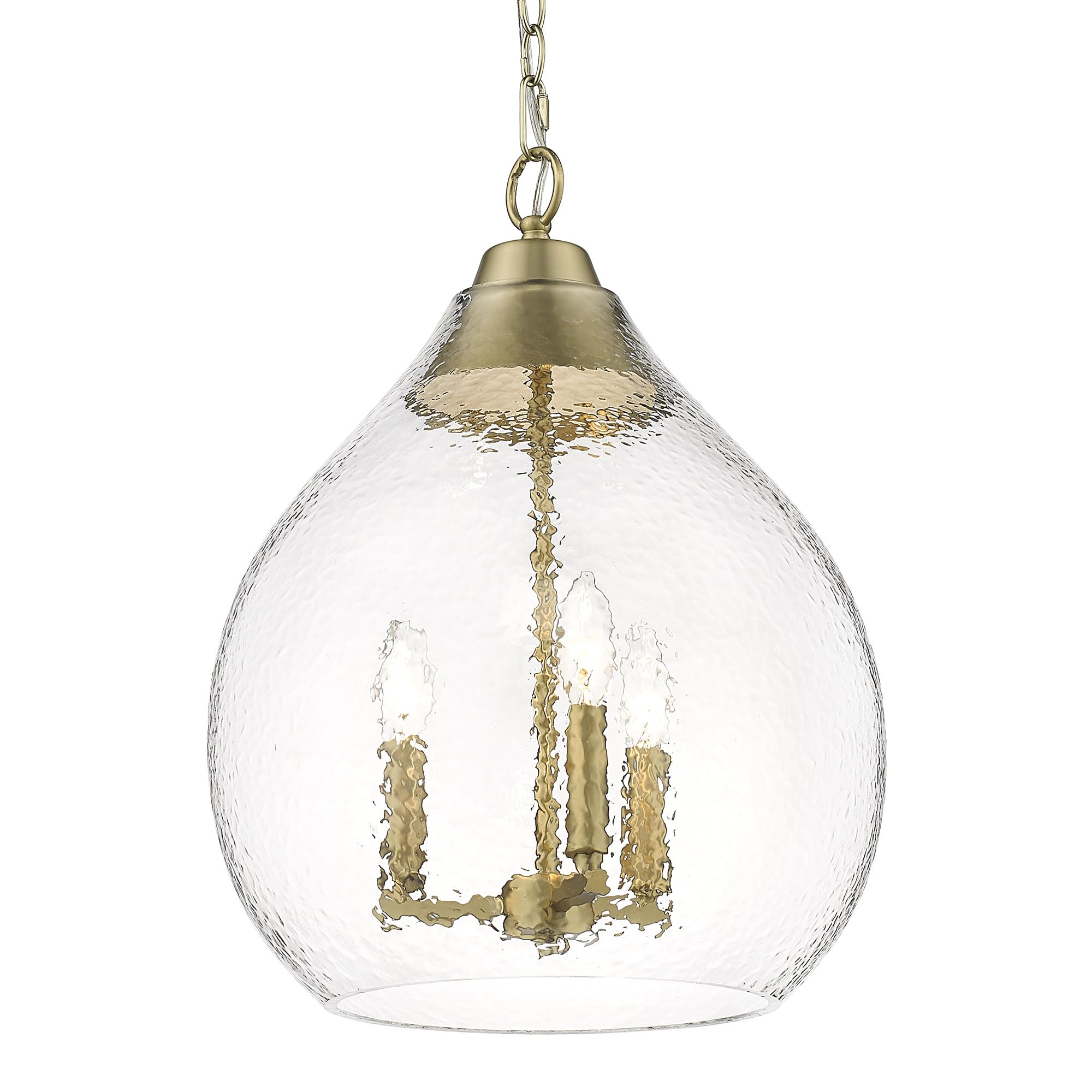 Ariella 3-Light Pendant Lighting in Brushed Champagne Bronze with Hammered Clear Glass - Modern Hanging Light Fixture for Kitchen Island, Dining Room, and Living Room Ceiling