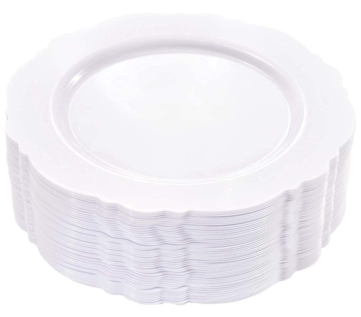 60-Pack Baroque White Disposable Dessert Plates (7.5