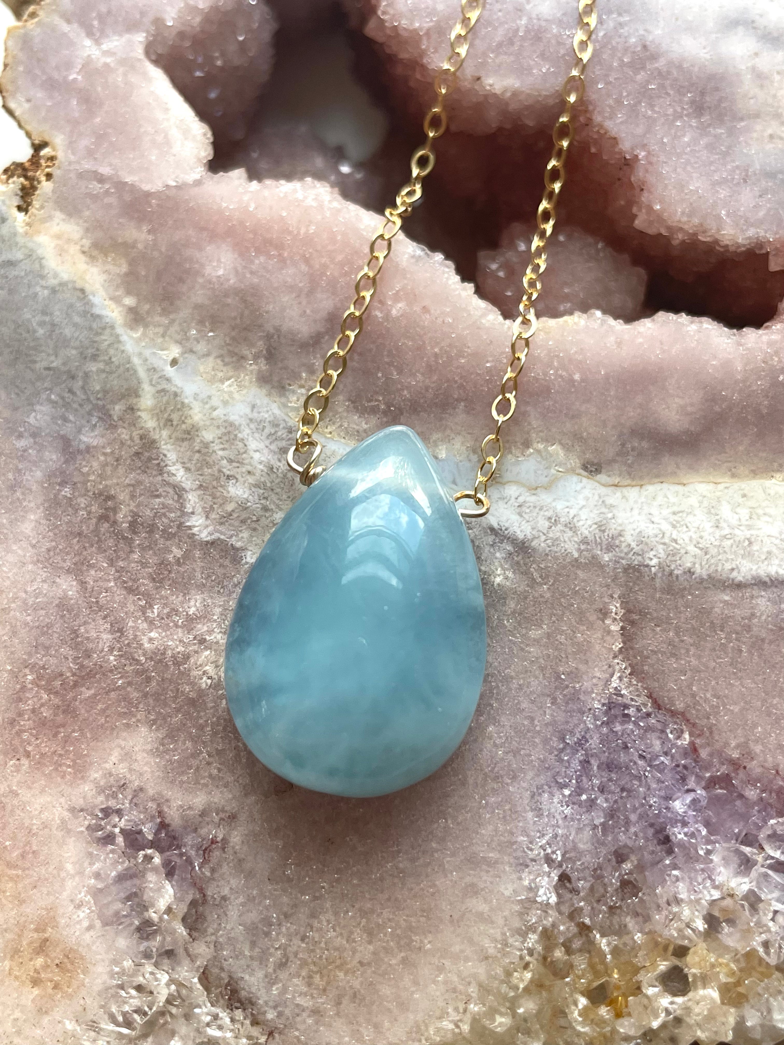 Blue Aquamarine Necklace in Gold Filled - Elegant Jewelry for Women, Perfect Gift for Birthday, Anniversary & Special Occasions