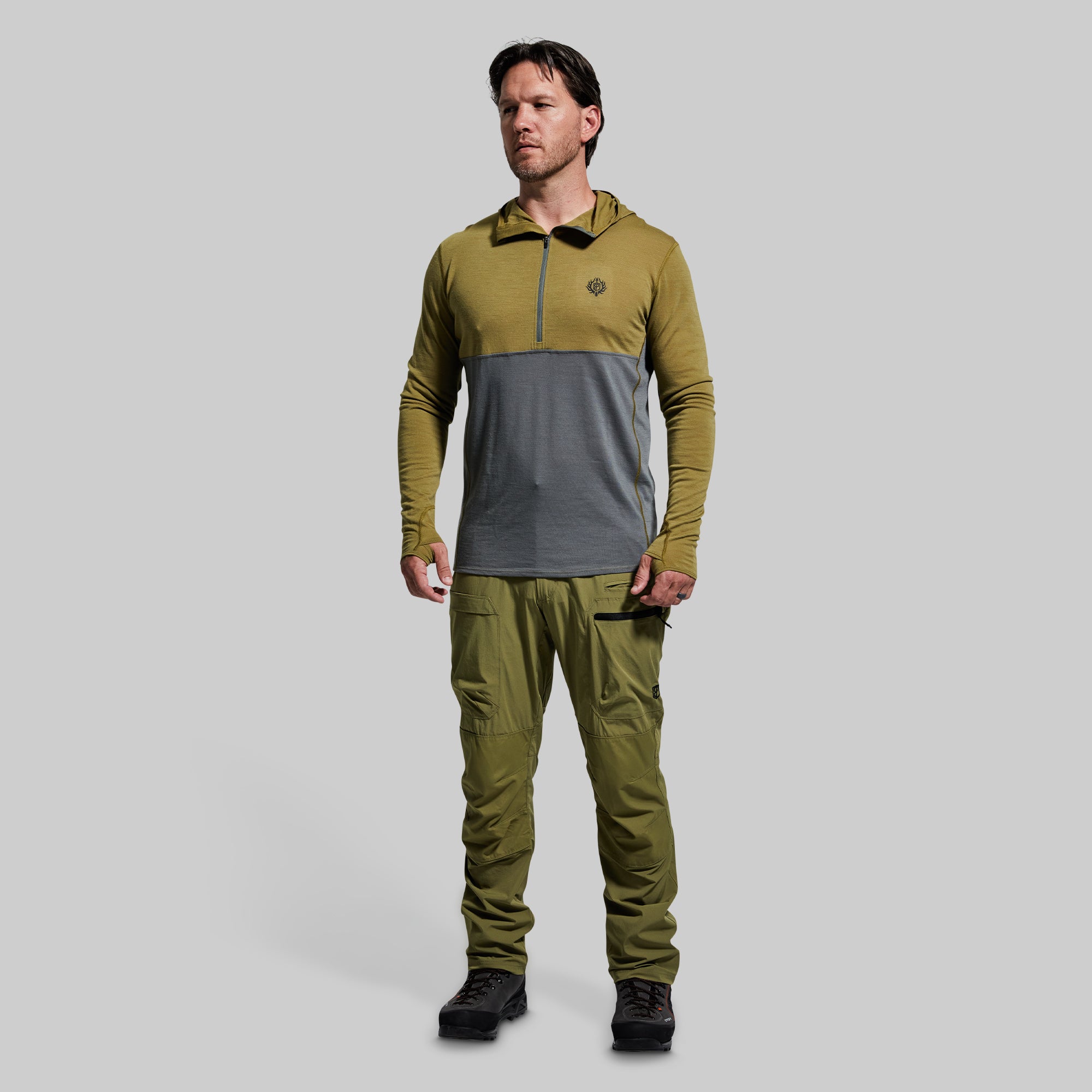 Men's Ridgeline Half Zip Hoodie - Lightweight Fleece Pullover with Zipper (Deep Moss Green) - Perfect for Hiking, Camping & Outdoor Activities
