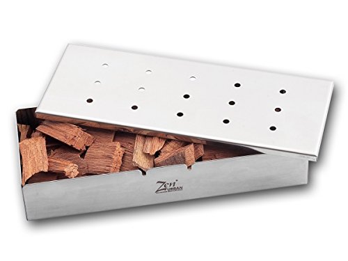 ZenUrban 870031 Wood Chip Smoker Box for Grilling - Stainless Steel Smoker Box for Gas, Charcoal & Electric Grills - Perfect for BBQ, Smoking Meat, Fish & Vegetables