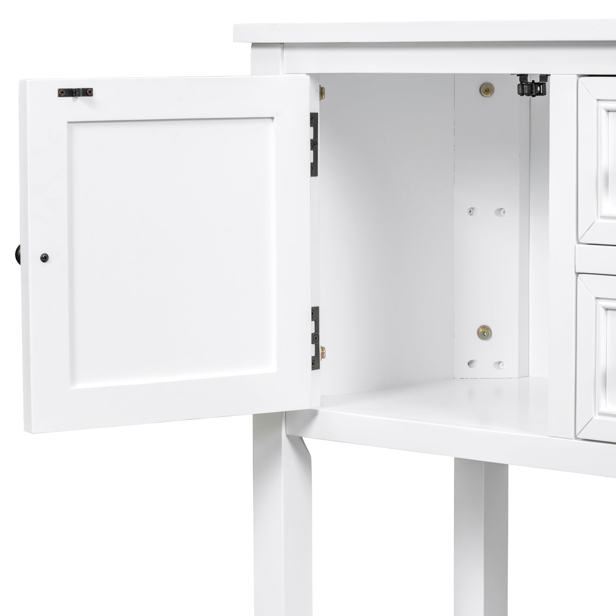 P PURLOVE White Buffet Table Sofa Table Console Table with Storage Drawers & Bottom Shelf - Elegant Entryway, Living Room, Dining Room Furniture for Home Decor