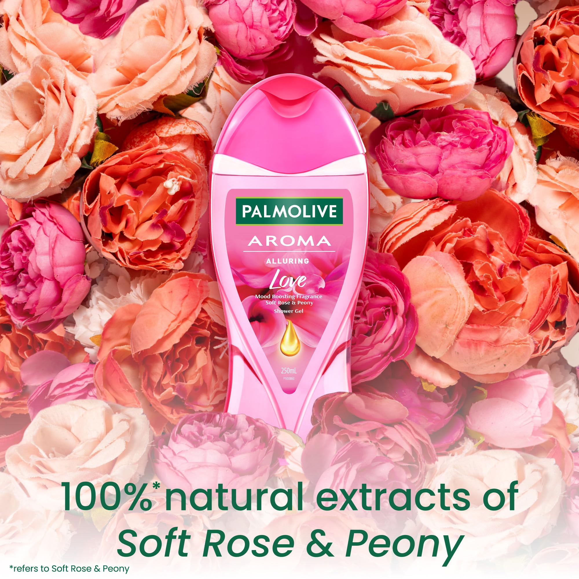 Palmolive Soft Rose & Peony Scented Body Wash for Women & Men - Mood Boosting Fragrance, Hydrating & Brightening Shower Gel - Paraben & Silicone Free, pH Balanced 250ml - Perfect for Daily Shower & Relaxing Bath Time