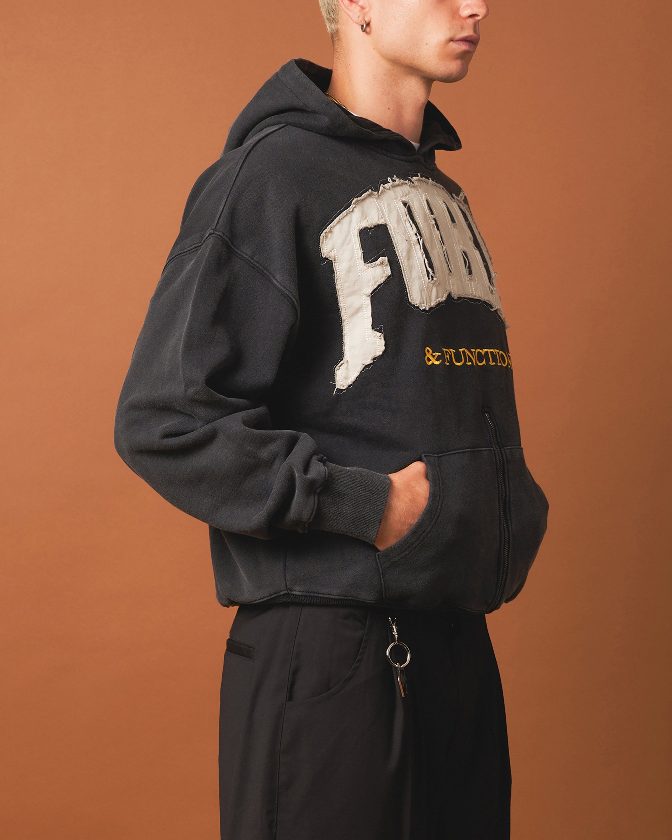 404 Bottom Zip Form Hoodie - Washed Charcoal | Unisex Pullover Sweatshirt for Streetwear & Casual Outfits | Perfect for Gym, Lounge & Everyday Wear