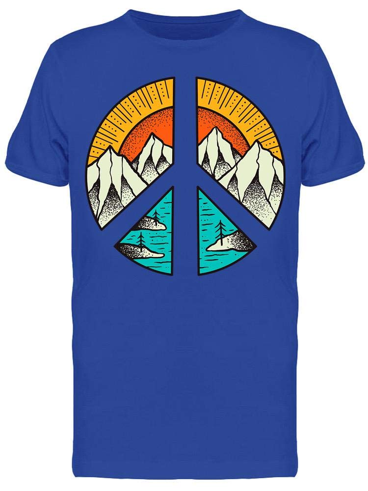Smartprints Landscape Peace Symbol T-Shirt for Men - Eco-Friendly Cotton Graphic Tee for Casual Wear & Outdoor Activities