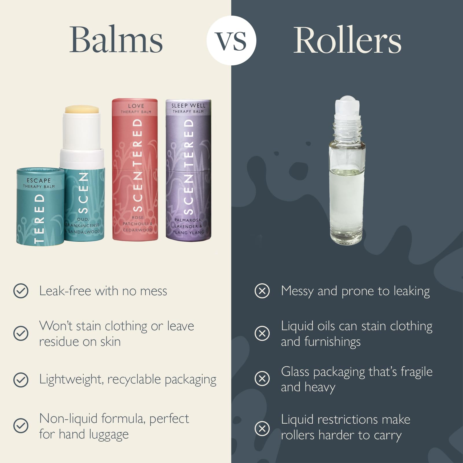 Scentered Aromatherapy Balm Gift Set - 3 Pack Essential Oil Balms for Sleep, Stress Relief & Love (Lavender, Cedarwood, Ylang Ylang) - Relaxing Self Care Gifts for Women - Perfect for Bedtime, Travel & Meditation
