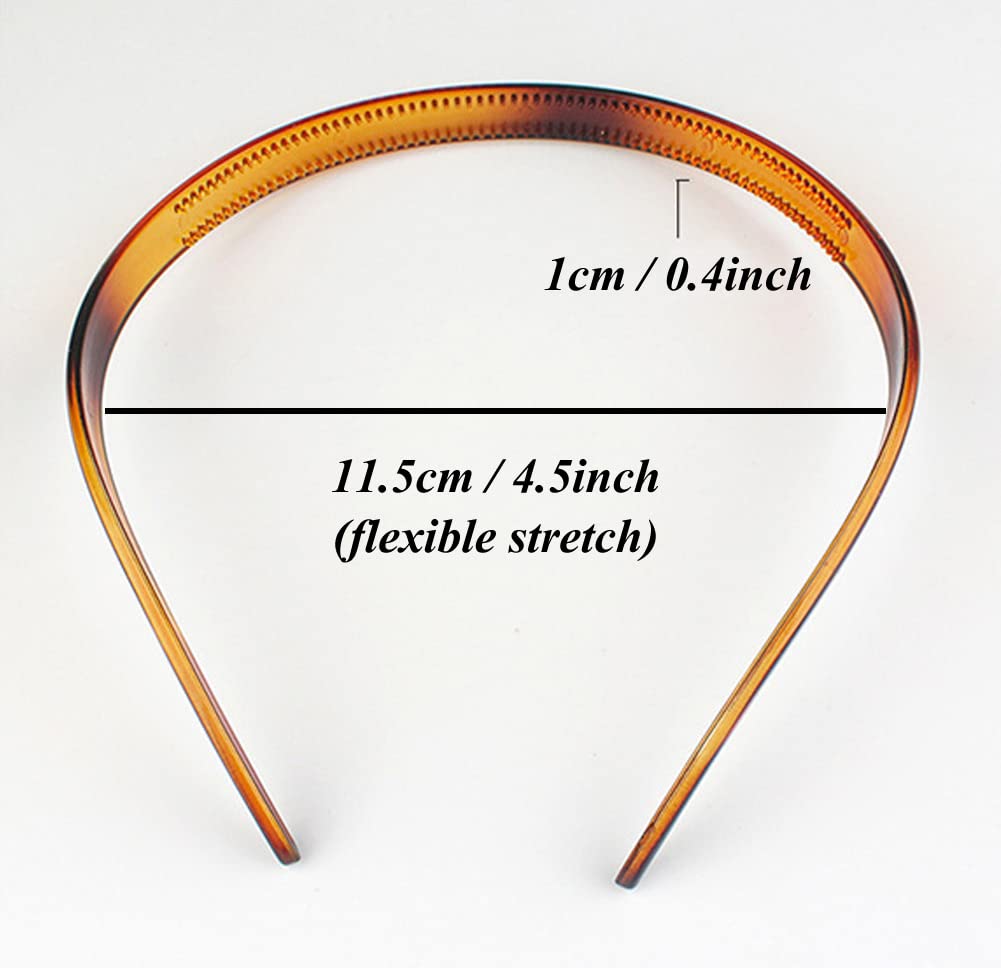 BIKCZEWIN 3 Pack Non-Slip Headbands for Women & Girls - Comfortable No Pressure Hair Bands with Teeth Comb for Glasses Wearers, Plastic Hair Loops for Sports, Workouts, Yoga & Daily Use
