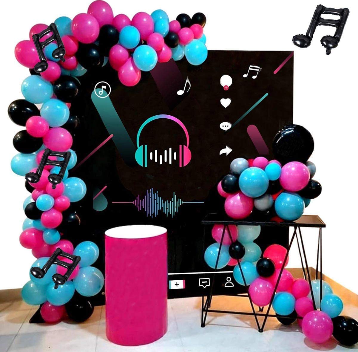 12Pcs Black Red Music Note Foil Balloons - Music Theme Party Decorations for Birthday, Rock Star, Rock and Roll & Baby Shower - Perfect for Concerts, DJ Events & Music Lover Gifts