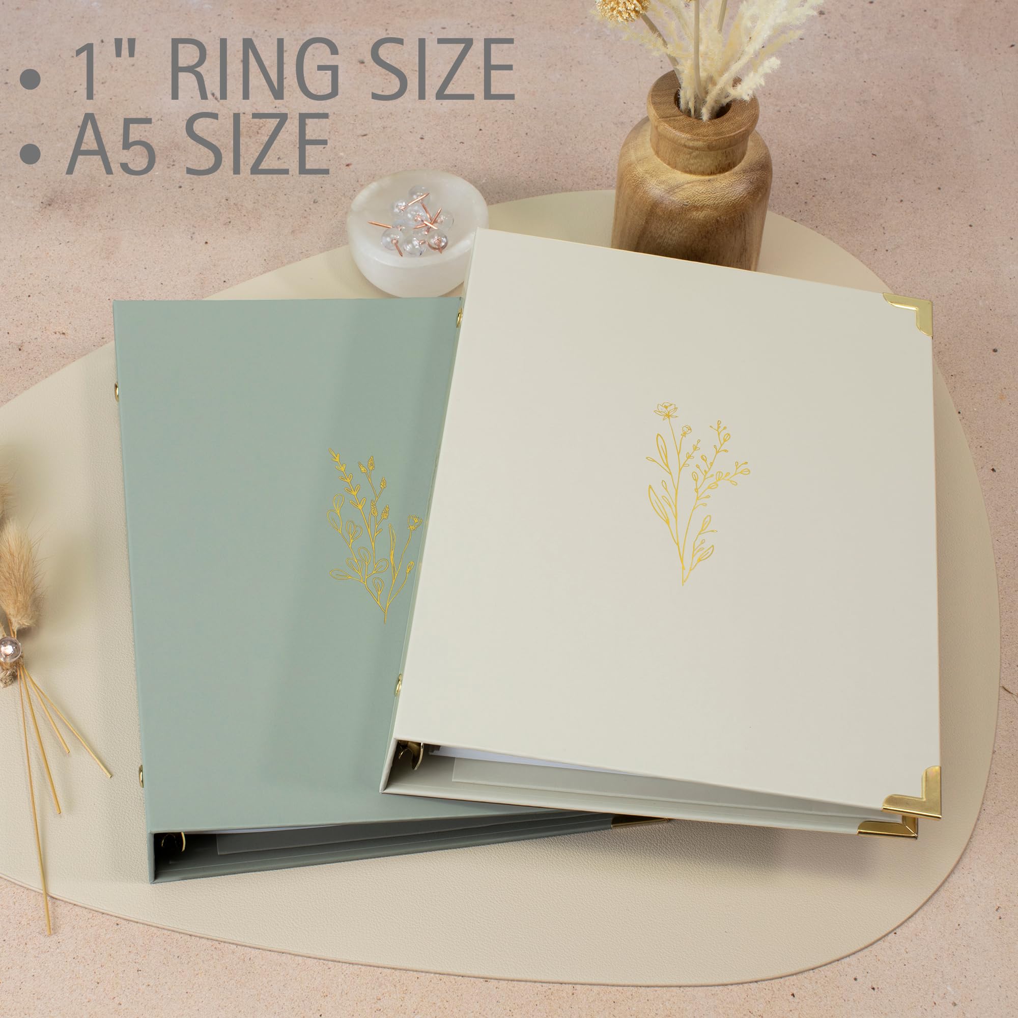 Aesthetic 6-Ring A5 Binder Set of 2 - 0.75 Inch Refillable Planner Binder for Journaling, Scrapbooking & Collections - Compact Notebook Organizer with Pocket - Perfect for School, Office & Travel Organization