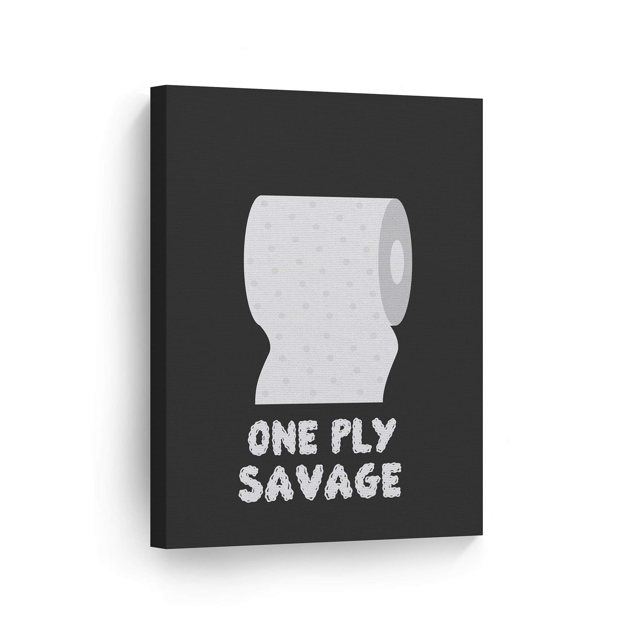 Funny Bathroom Wall Art - Smile Art Design One Ply Savage Toilet Paper Quote Canvas Print - Ready to Hang Bathroom Decor (36x24) - Perfect for Powder Rooms, Guest Bathrooms & Home Humor - Made in USA