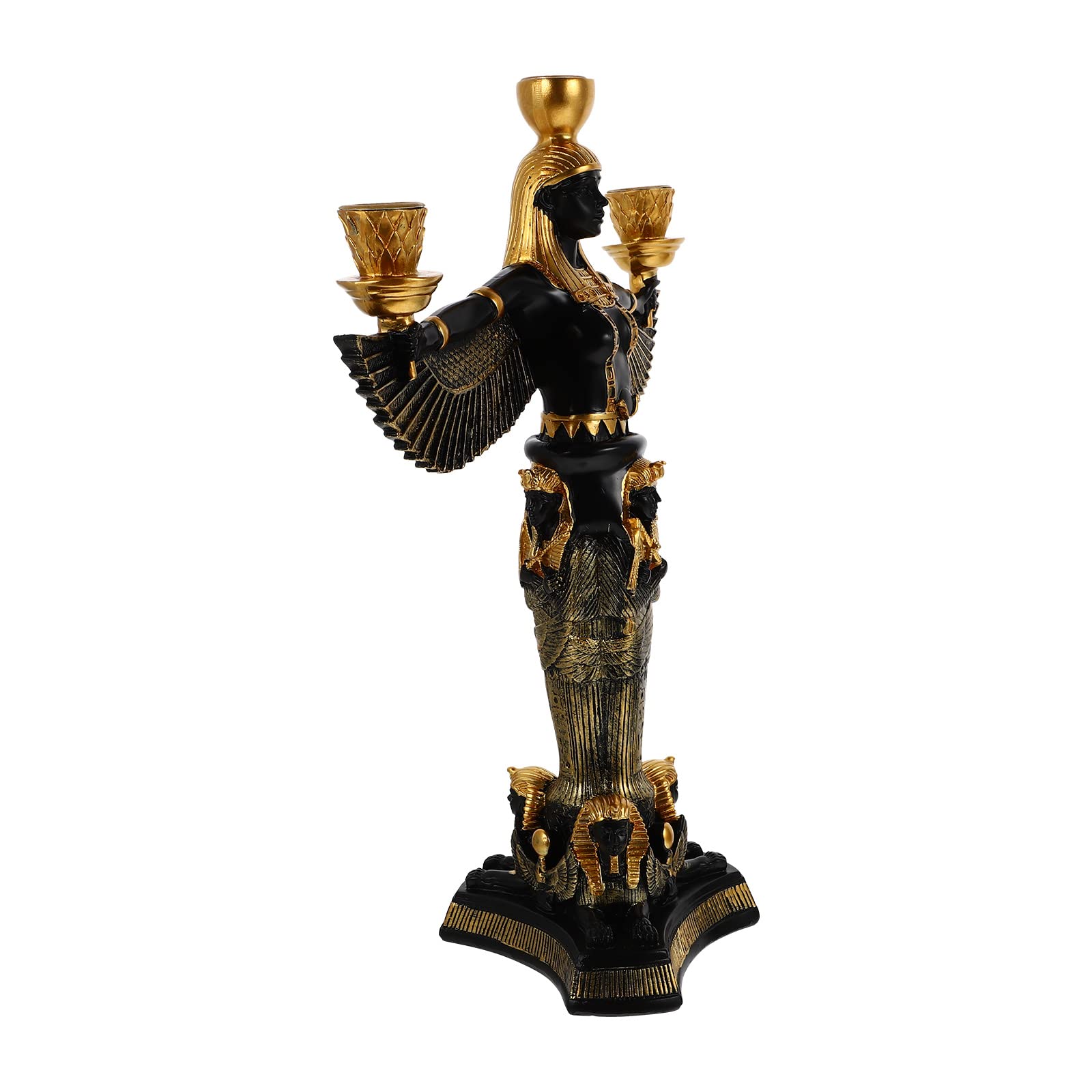 Egyptian Style Resin Candle Holder - Vintage Ancient Egyptian Statue Table Centerpiece Decor for Home, Wedding, Dining Room & Party Decorations