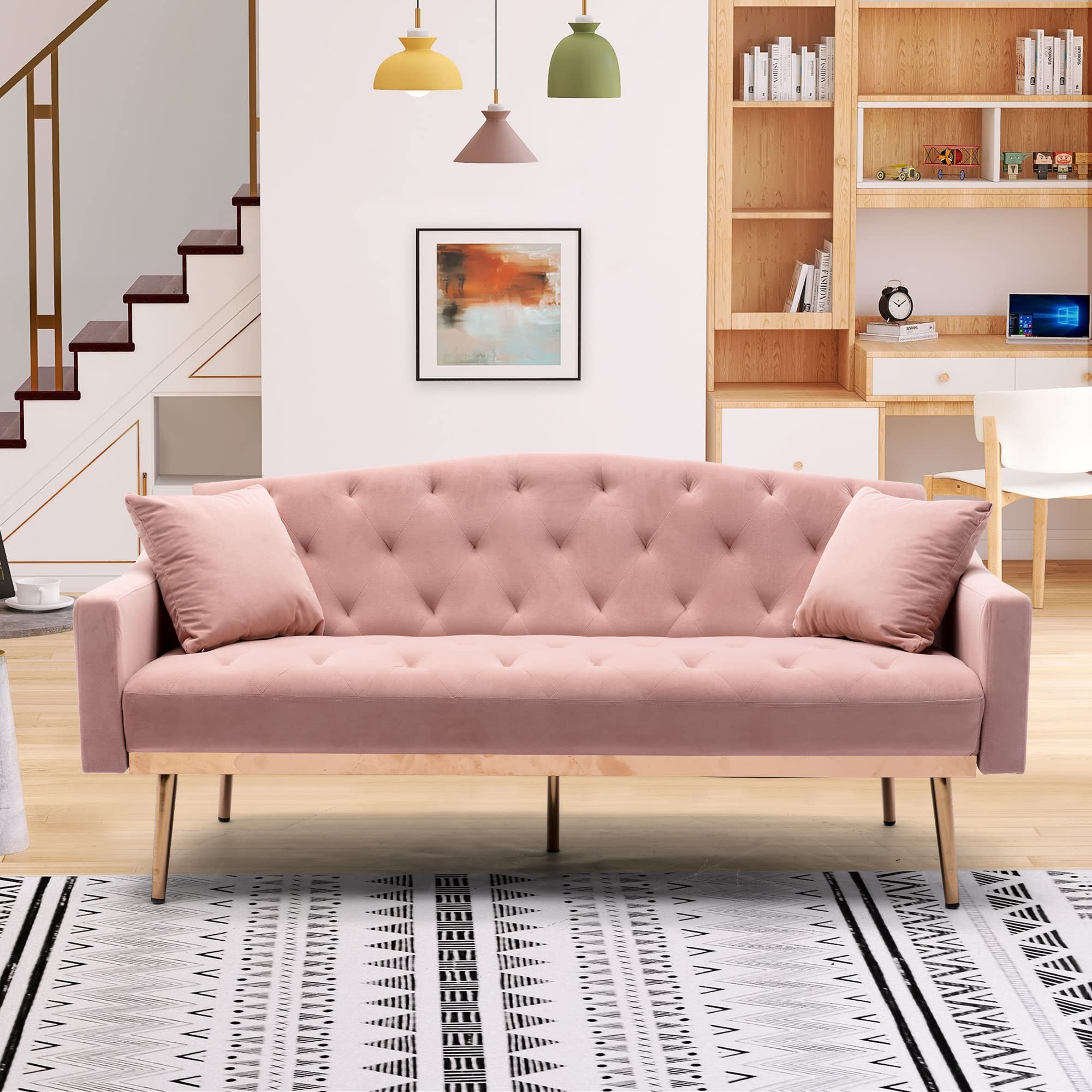 Velvet Convertible Sofa Bed - 65