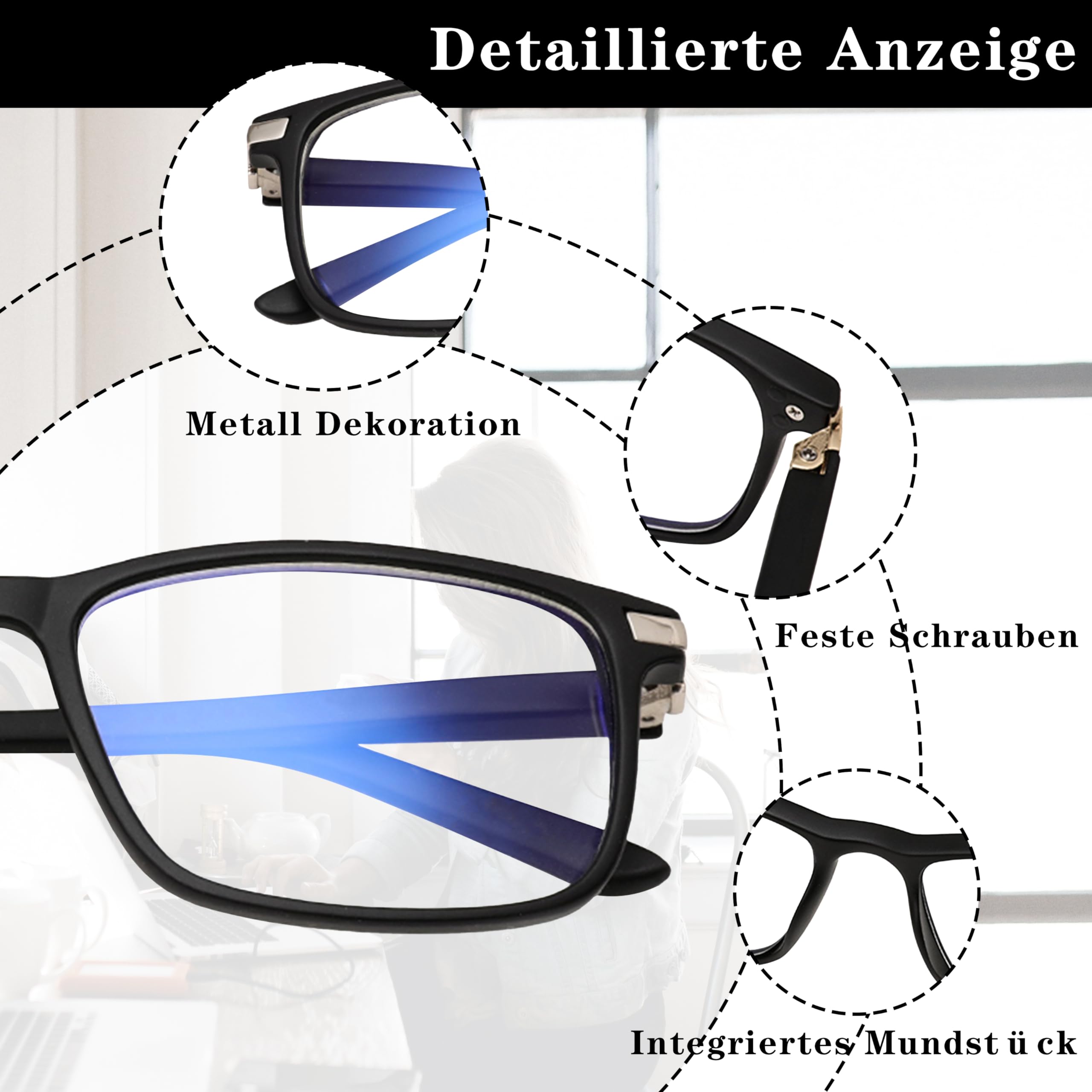 Vecien Blue Light Blocking Glasses for Computer, Gaming & Reading - Anti UV400, Unisex (Men & Women), Non-Prescription - Reduce Eye Strain & Improve Sleep for Office, Gaming & Nighttime Use