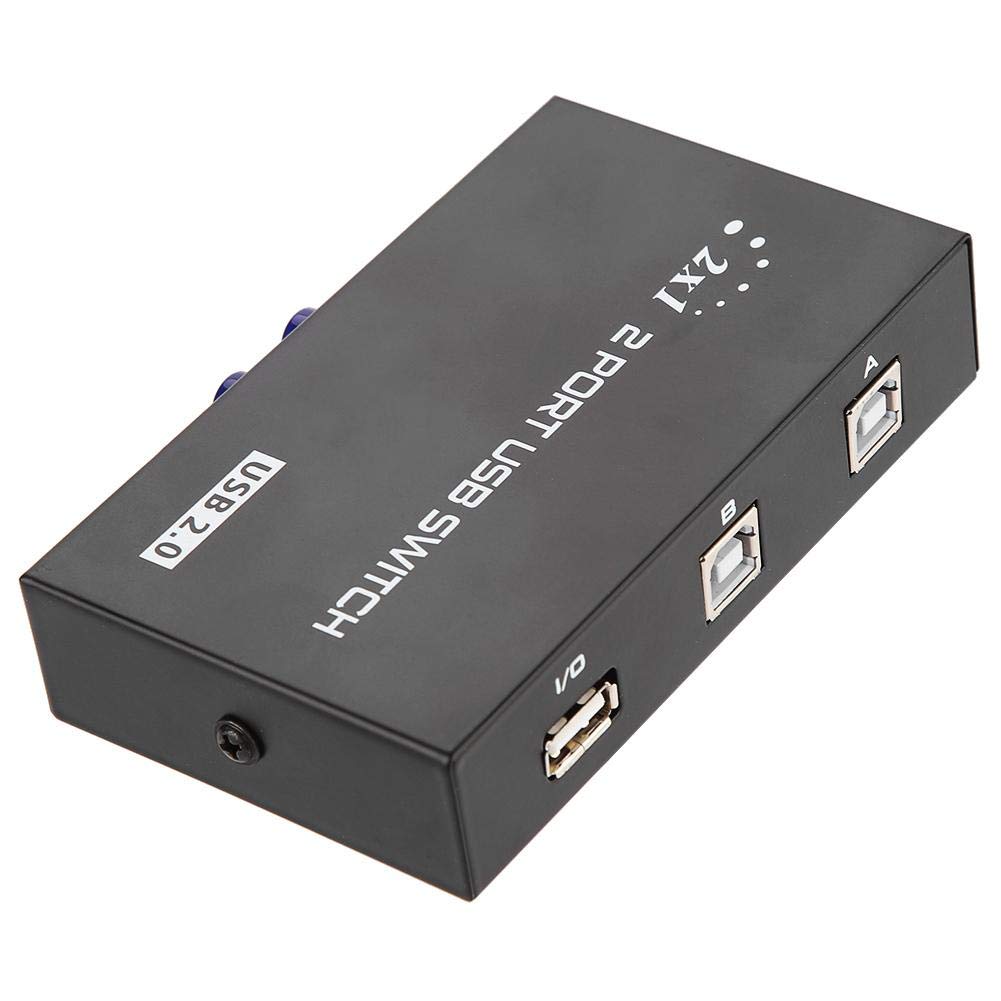 ASHATA 2/4 Port USB 2.0 Sharing Switch Box Hub - Manual USB Switcher Adapter for PC, Computer, Printer, Scanner - Black (2 Port) - Perfect for Home Office & Multi-Device Workstations