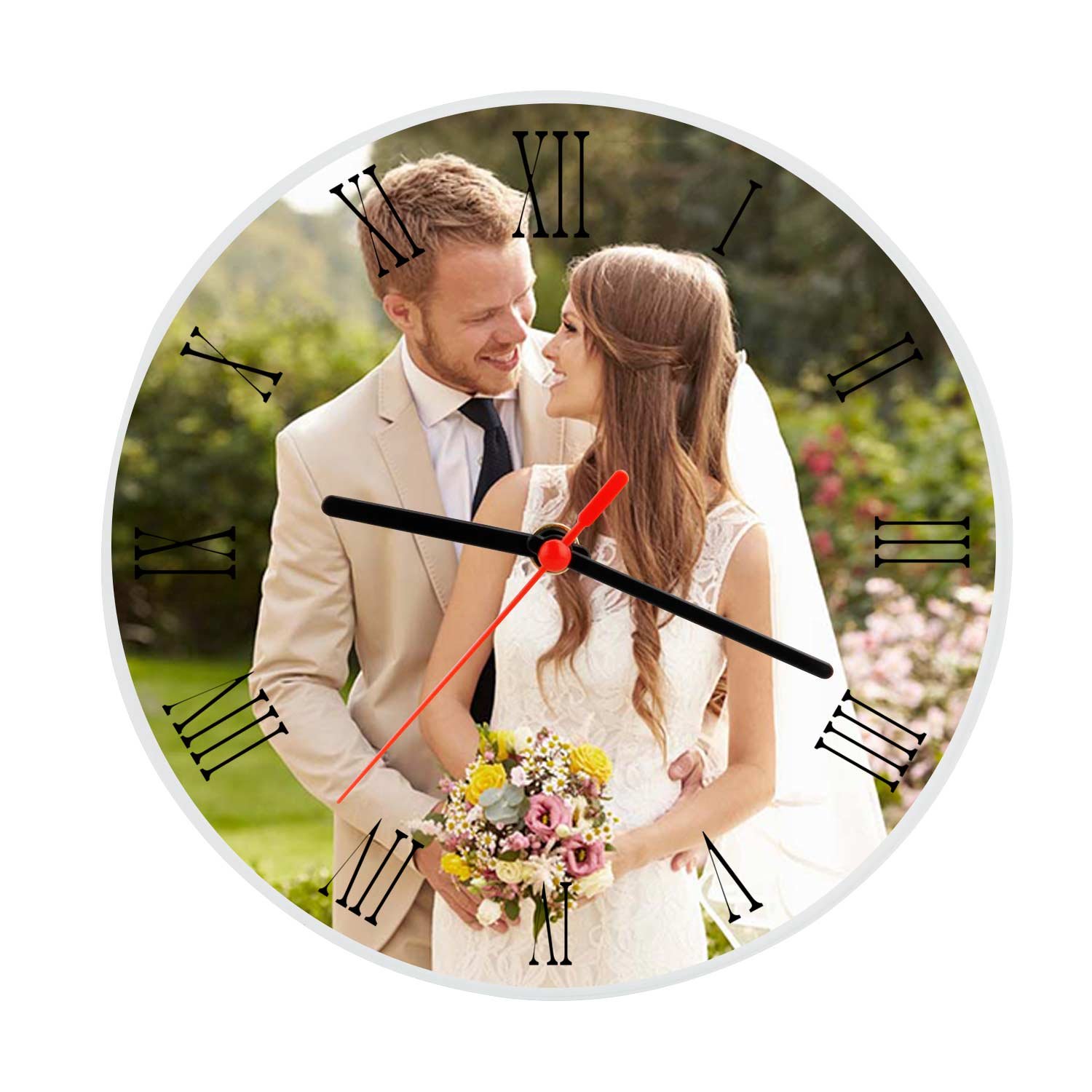 Custom Engraved Rock Slate Photo Frames - Square, Round & Heart Shaped Personalized Picture Frames for Desktop Display | Unique Christmas & Birthday Gifts | Perfect for Home Decor, Office Desk & Memorial Keepsakes (Clock Design, Round)