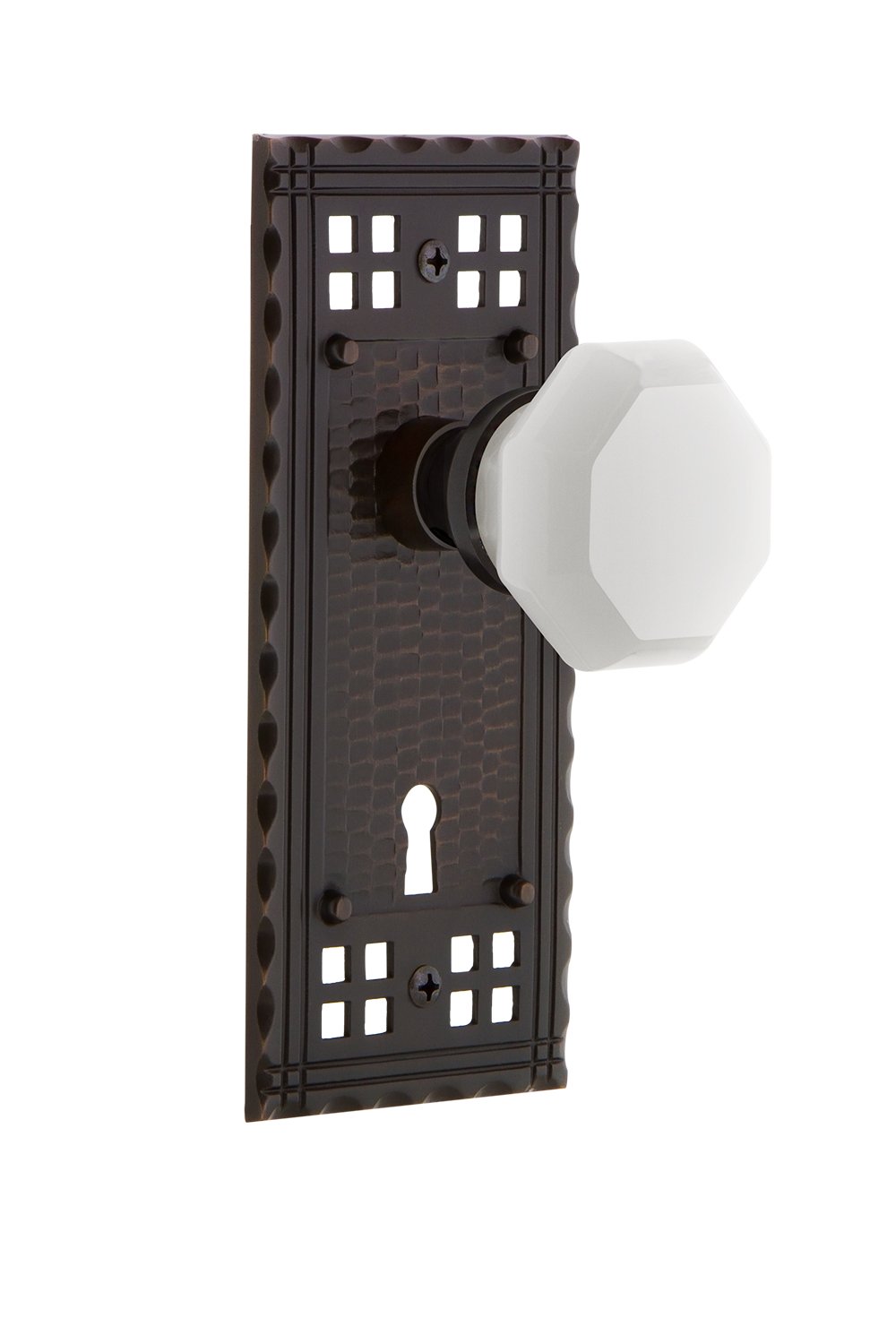Vintage Waldorf White Milk Glass Knob - Nostalgic Warehouse 749276 Craftsman Plate with Keyhole, 2.75