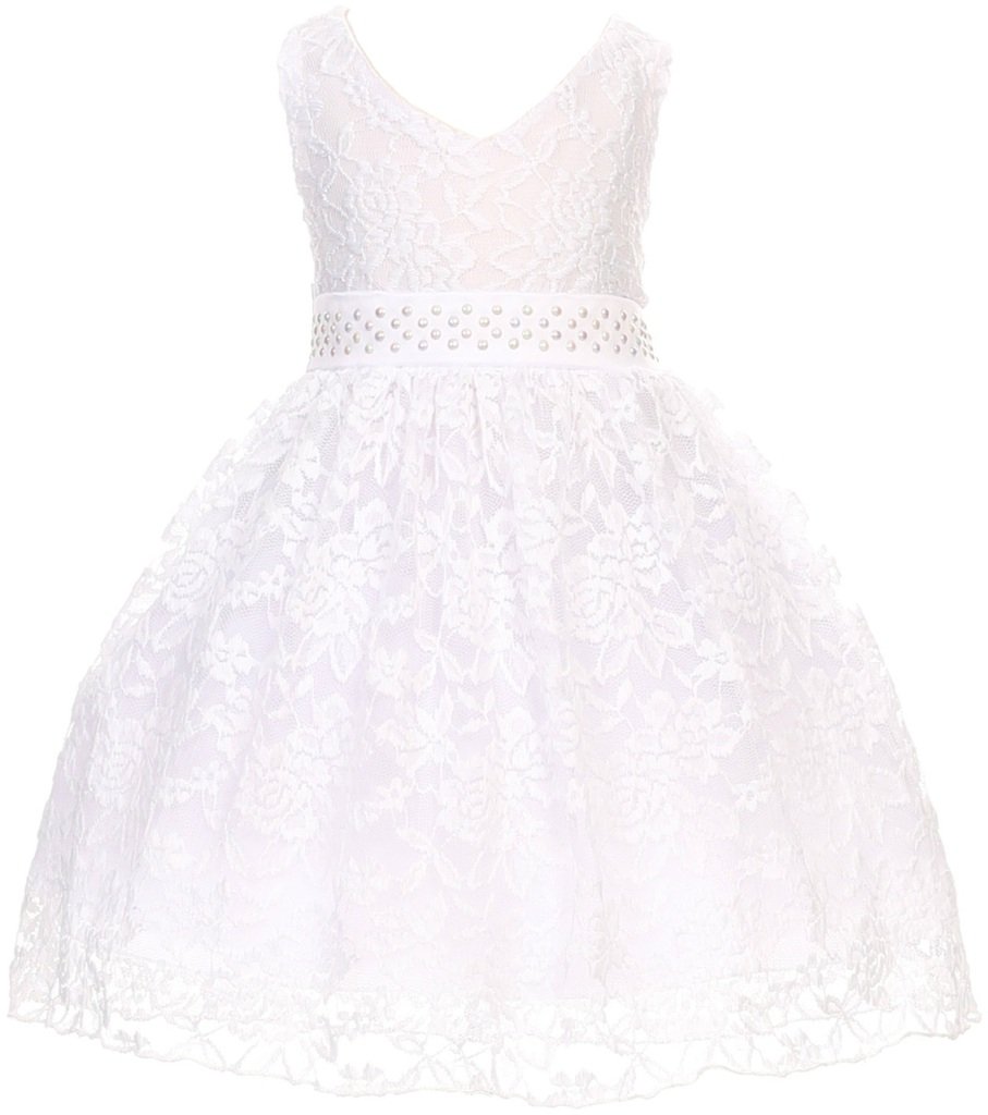 Little Baby Girls V-Neck Lace Overlay Flower Dress for Special Occasions - Perfect for Birthday Parties, Weddings, and Photo Shoots