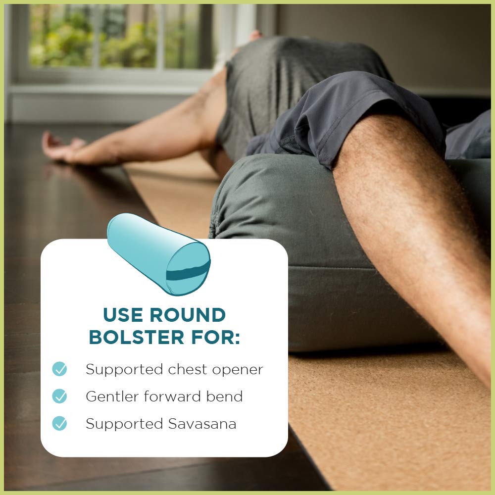 Premium Yoga Bolster for Meditation & Support - Eco-Friendly USA-Made Round or Rectangular Cushion with Organic Hemp Cover - Perfect for Yoga, Pilates, Physical Therapy & Home Relaxation