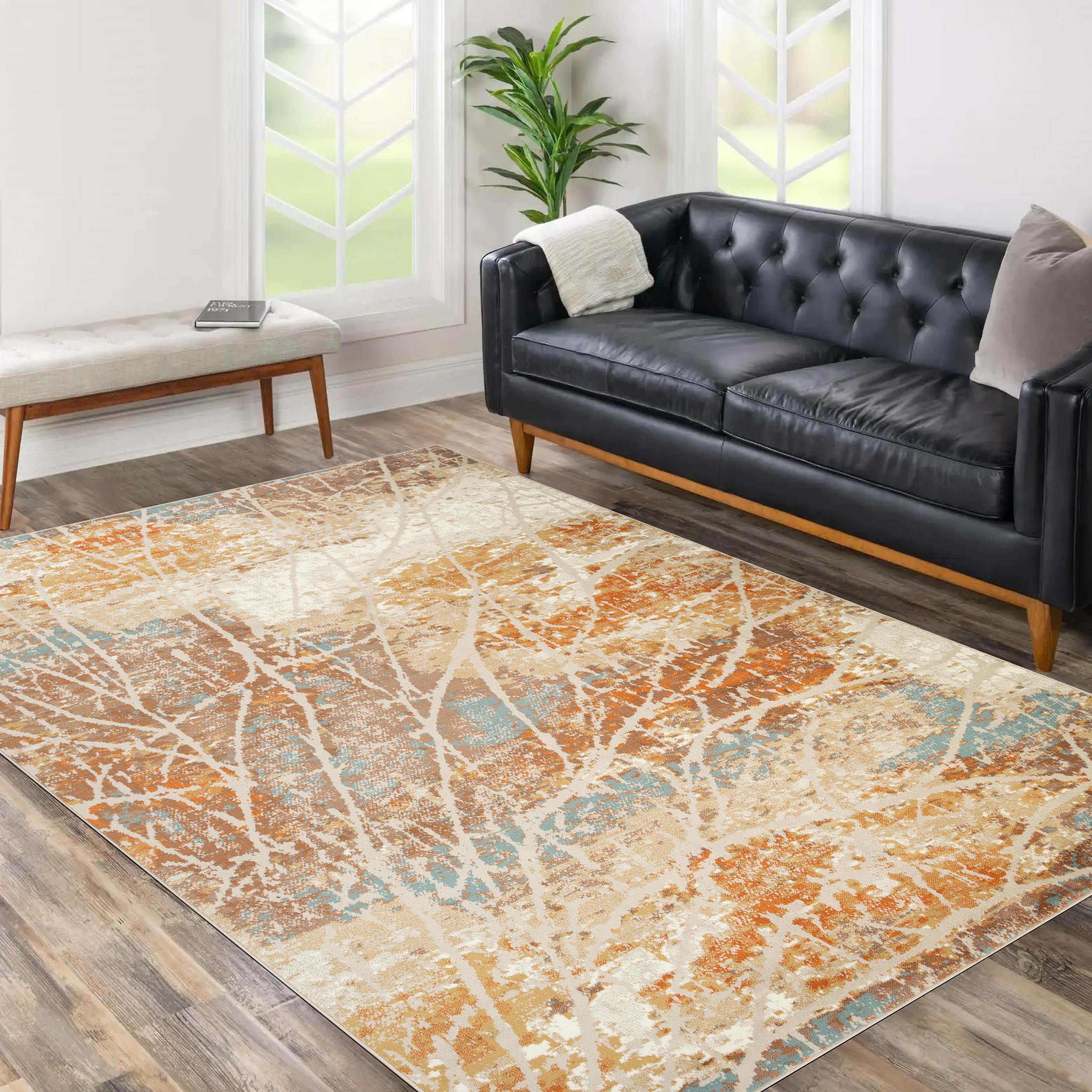 Fifi Modern Branches Indoor Area Rug or Runner - Soft Bohemian Style Carpet for Living Room, Bedroom, Hallway - Perfect for Home Decor & Cozy Spaces