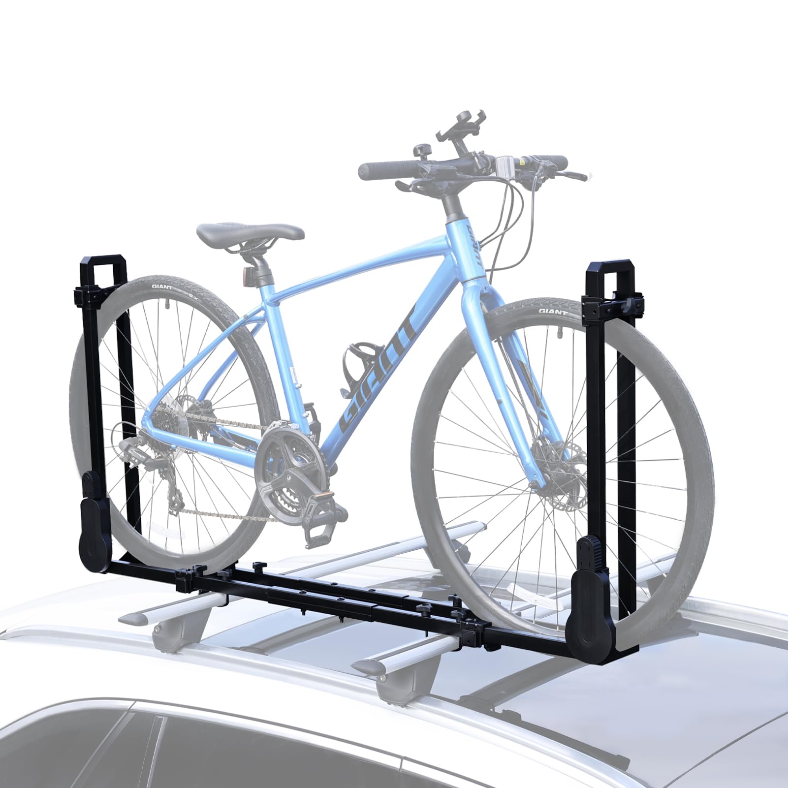 Upright Roof Bike Rack for Cars & SUVs - 2-Arm Bicycle Carrier for Removable Crossbars | Secure Transport for Mountain, Road & Commuter Bikes | Perfect for Road Trips & Outdoor Adventures