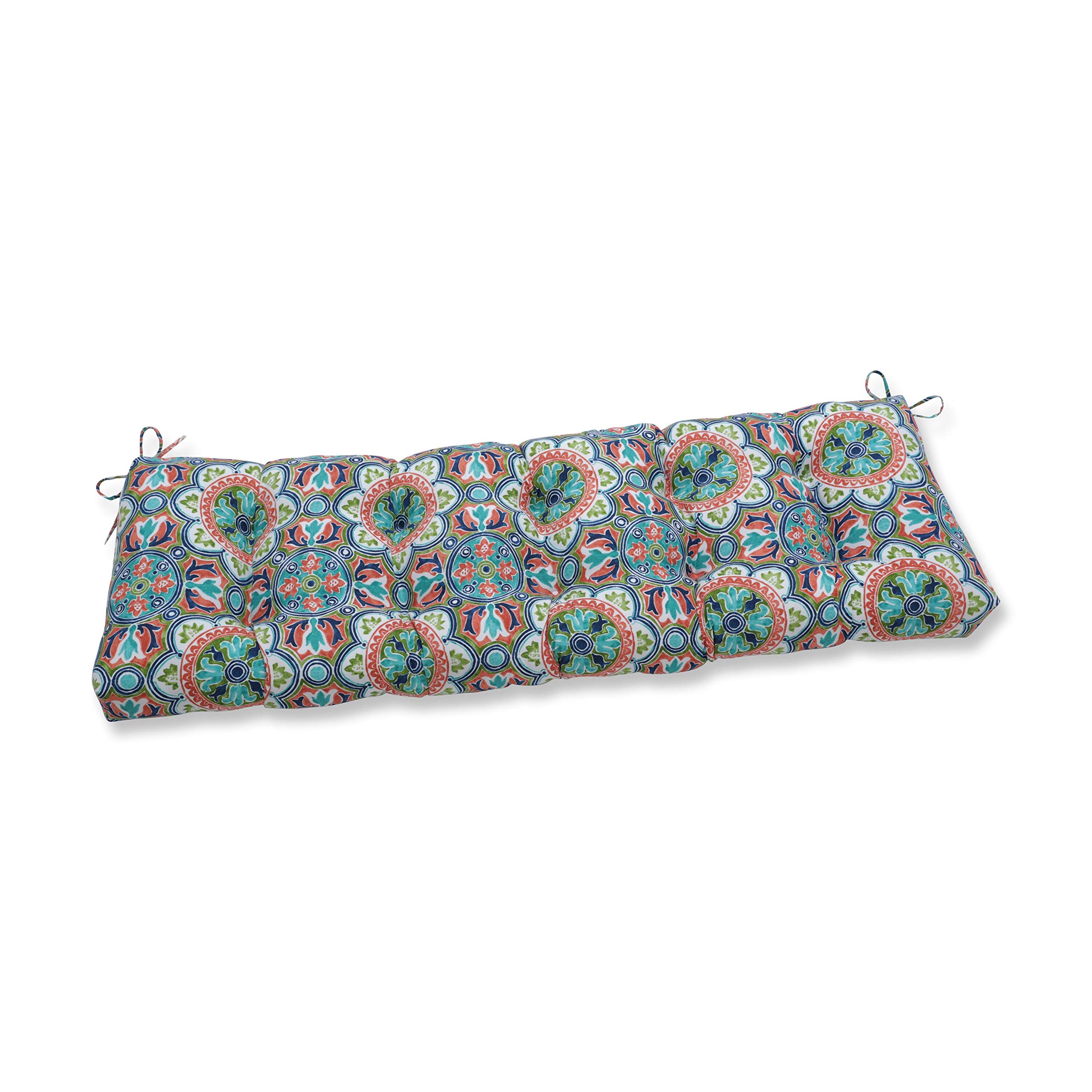Premium Outdoor/Indoor Lagoa Tile Flamingo Tufted Bench Cushion - Waterproof & UV Resistant - 56