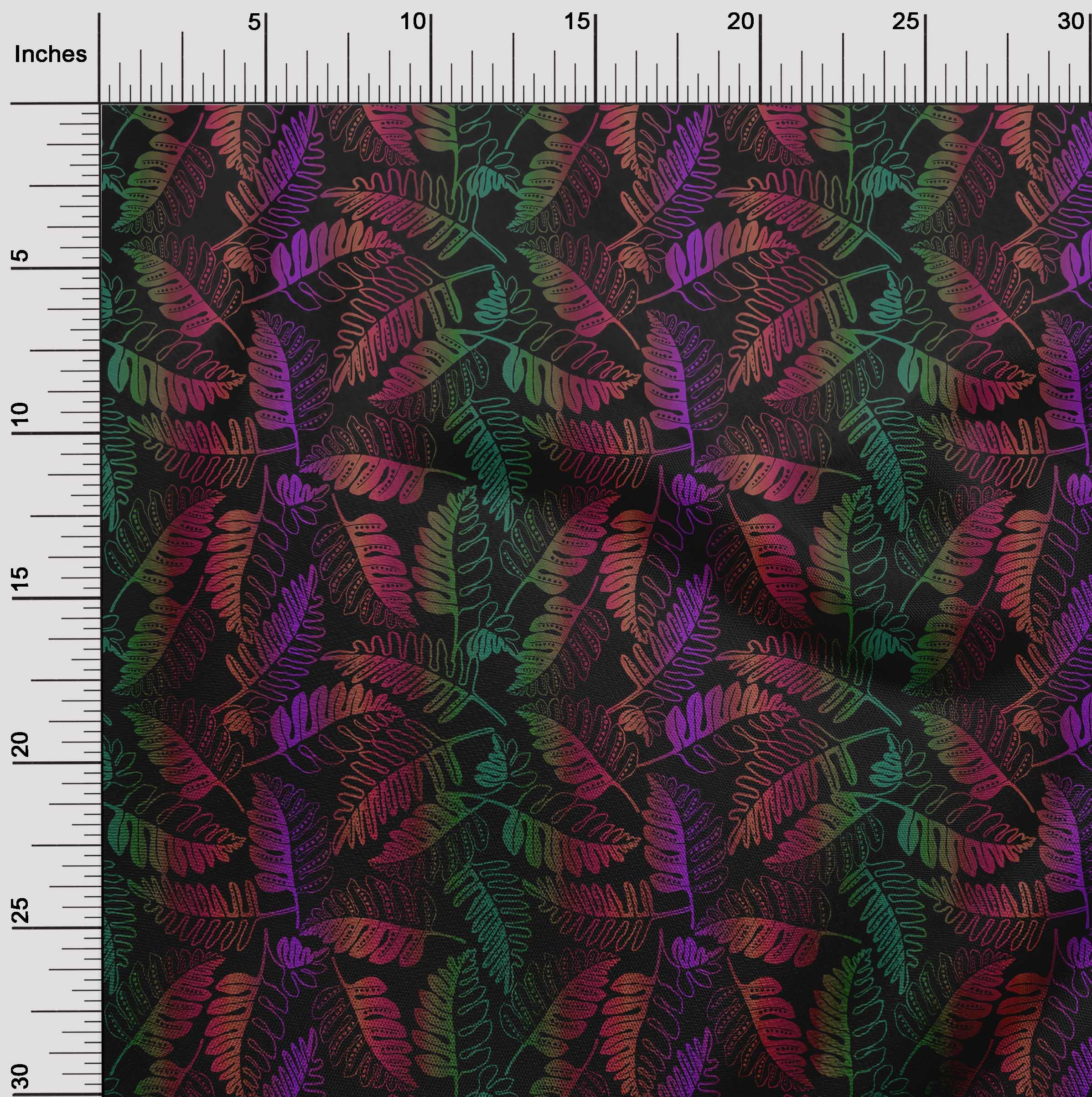 oneOone Rayon Black Fabric with Printed Leaves - 56 Inch Wide Sewing Material for DIY Clothing, Dresses & Home Decor | Premium Quality by The Yard