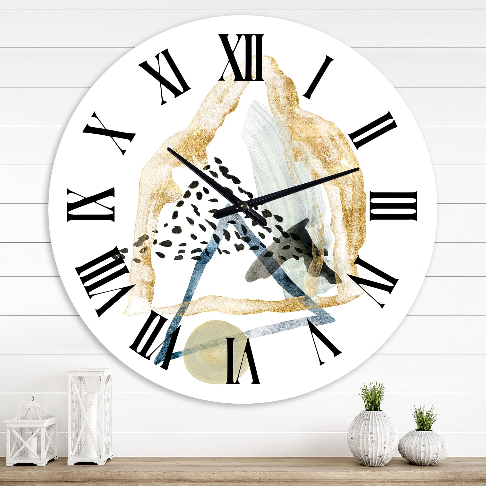 Minimalist Mountain Moon Landscape Wall Clock - Large Modern Abstract Fractal Design for Living Room, Bedroom & Office Decor | Perfect for Home, Office & Gifts
