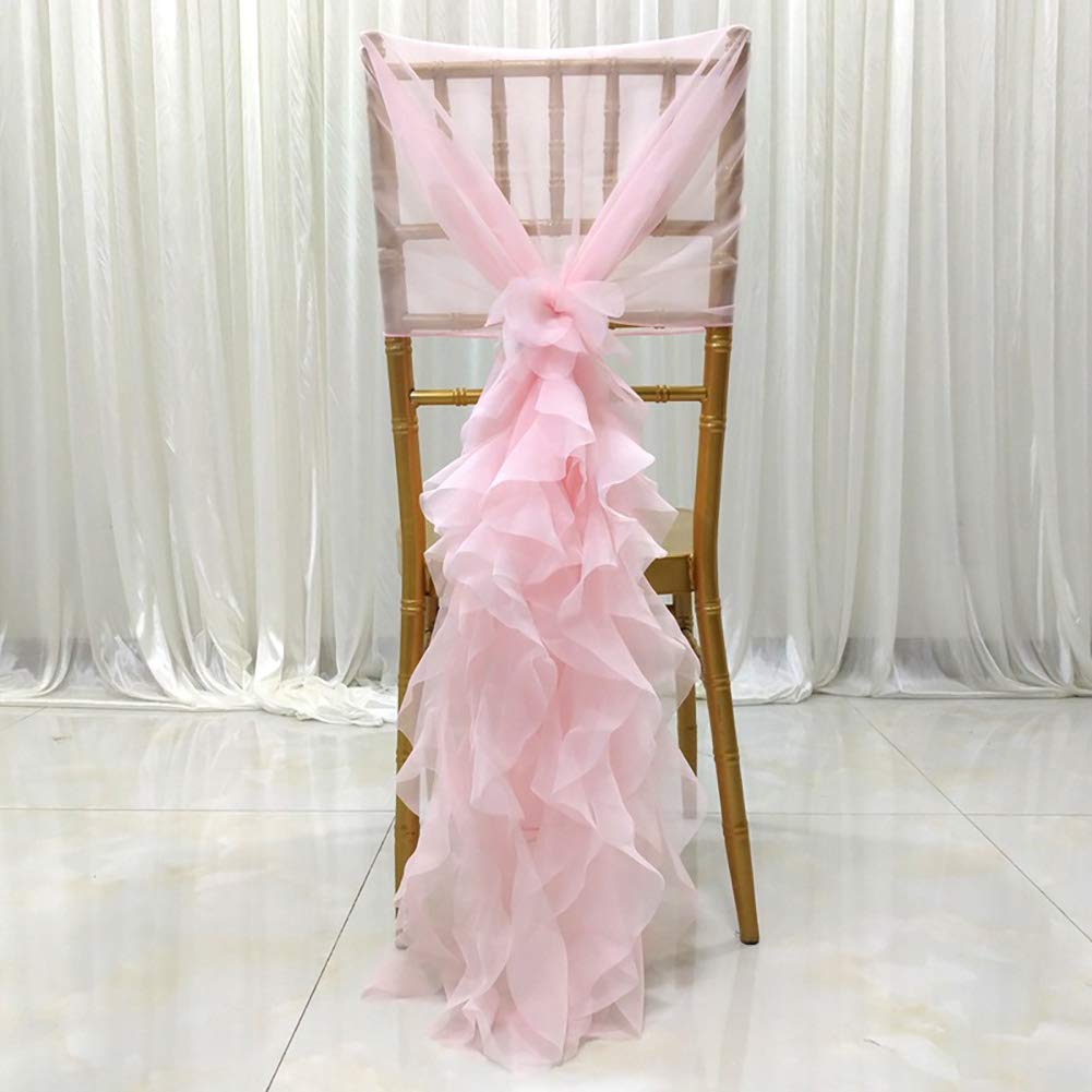 Elegant Milk Yarn Chair Cover with Tulle Back Cap - Perfect for Bridal Showers, Weddings & Baby Showers - Long Tulle High Chair Skirt Slipcovers (Pink, 4pcs) - Ideal for Party Decorations, Banquets & Special Events