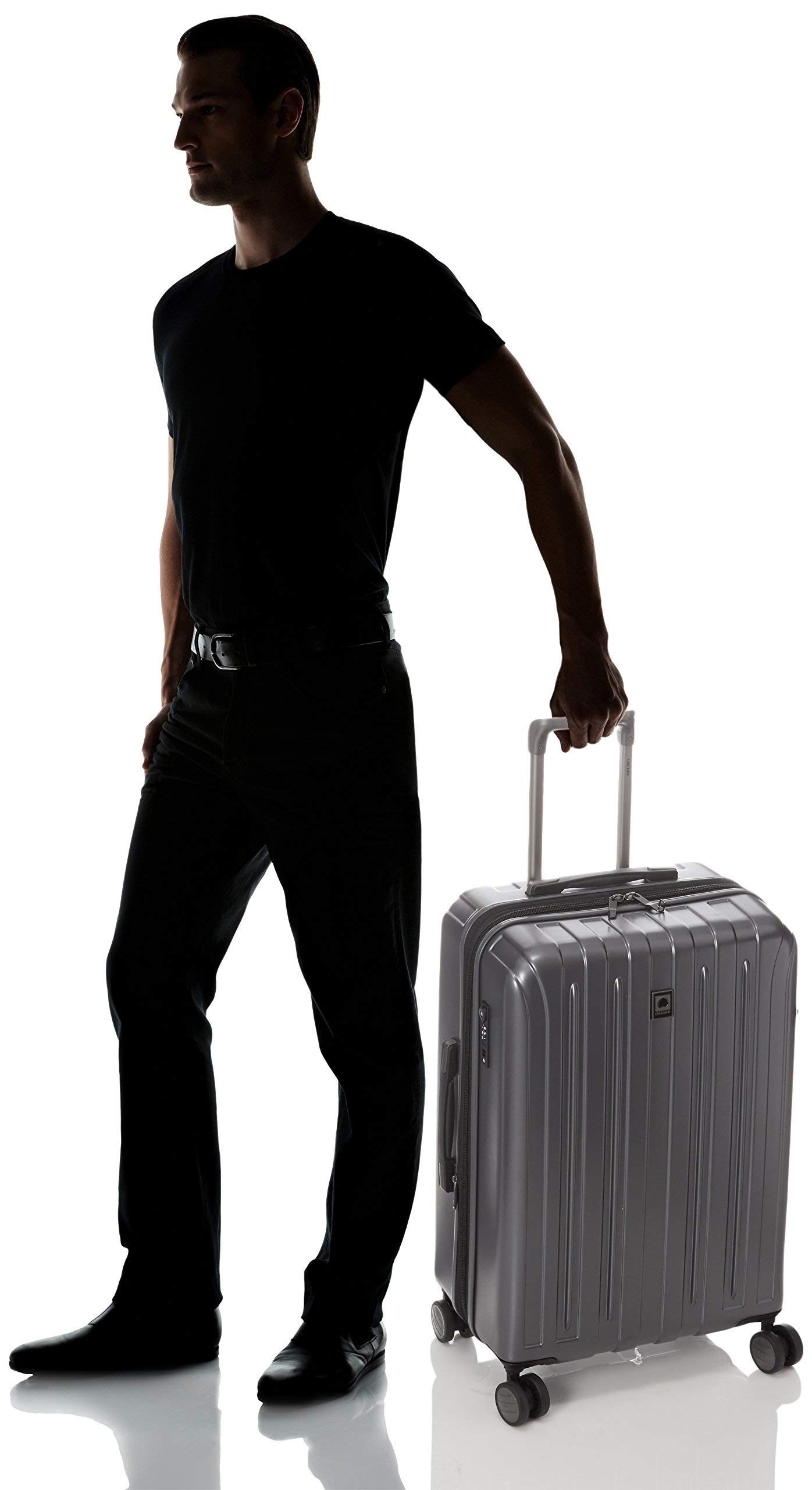 Delsey Paris Titanium Hardside Expandable Luggage with 360° Spinner Wheels - 25 Inch Checked-Medium Suitcase (Graphite) | Perfect for International Travel, Business Trips & Family Vacations
