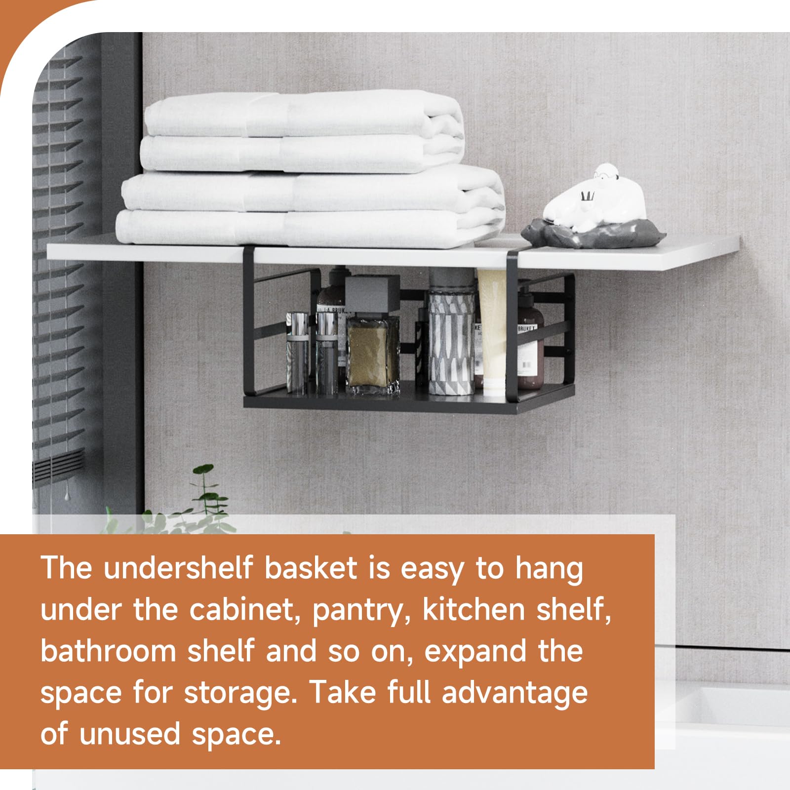 PEKGRIL 2 Pack Large Under Shelf Baskets - Heavy Duty Metal Slide-in Hanging Storage Organizer for Kitchen, Pantry, Office, Bathroom | Space Saving Cabinet & Shelf Organizer for Spices, Books, Toiletries & More